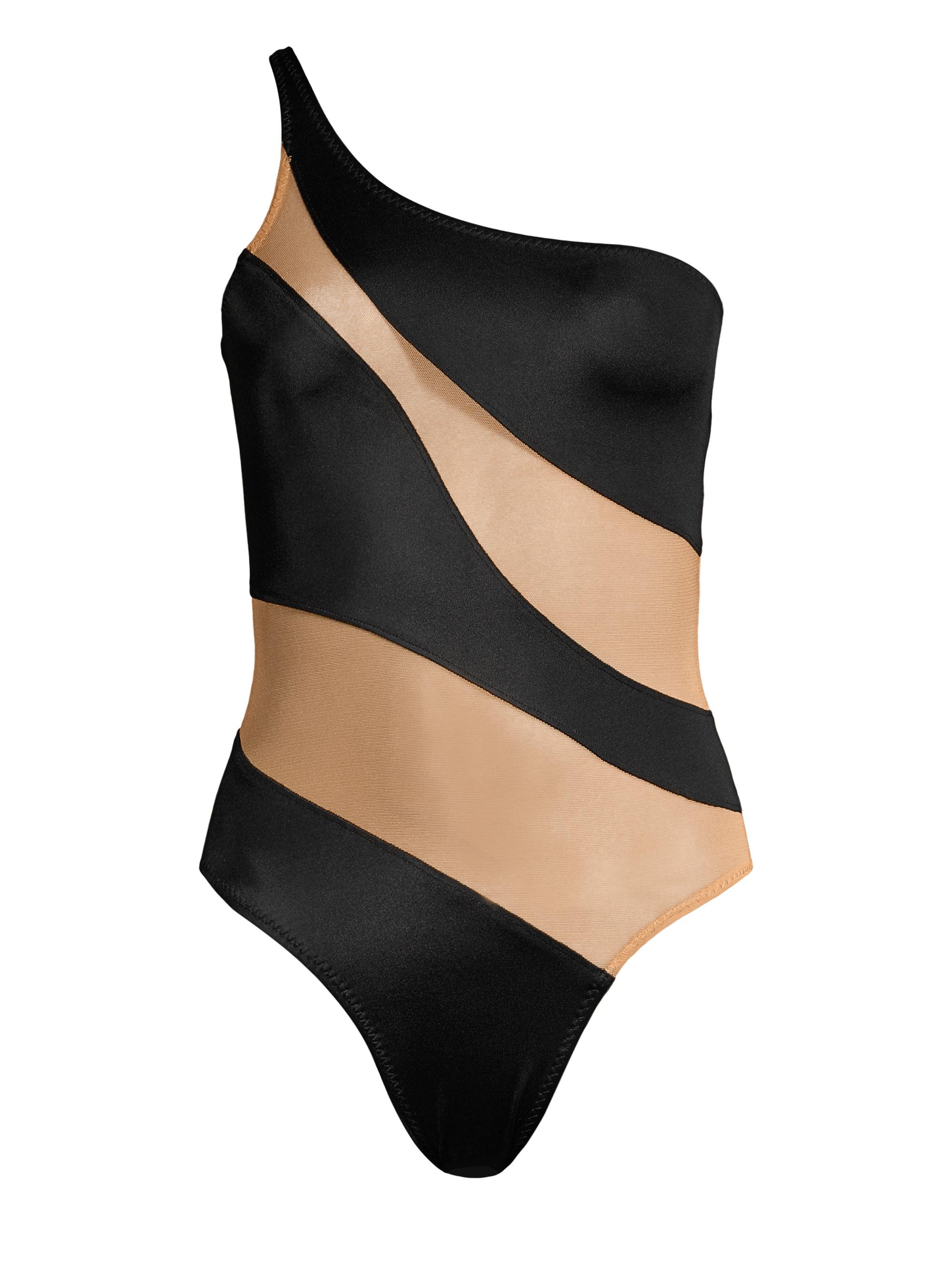 Norma Kamali Women's Snake Mesh Mio Illusion One-Piece Swimsuit - Black