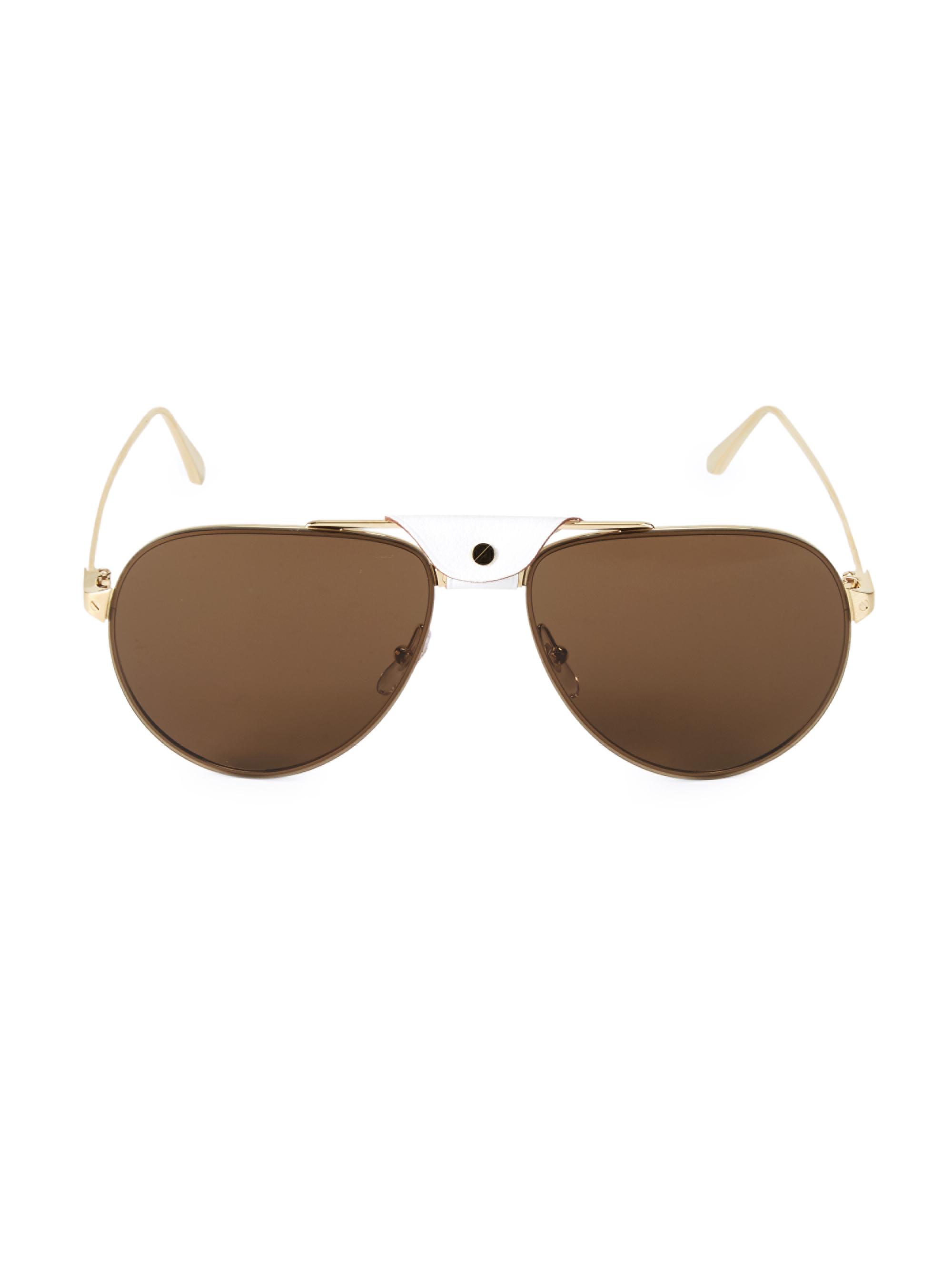 Cartier Men's 62MM Round Metal Sunglasses - Gold