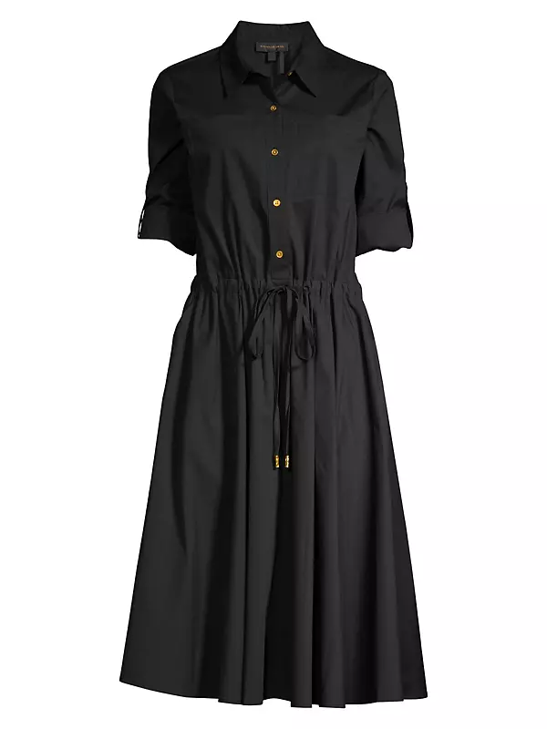 Roll-Sleeve Fit-&-Flare Shirtdress