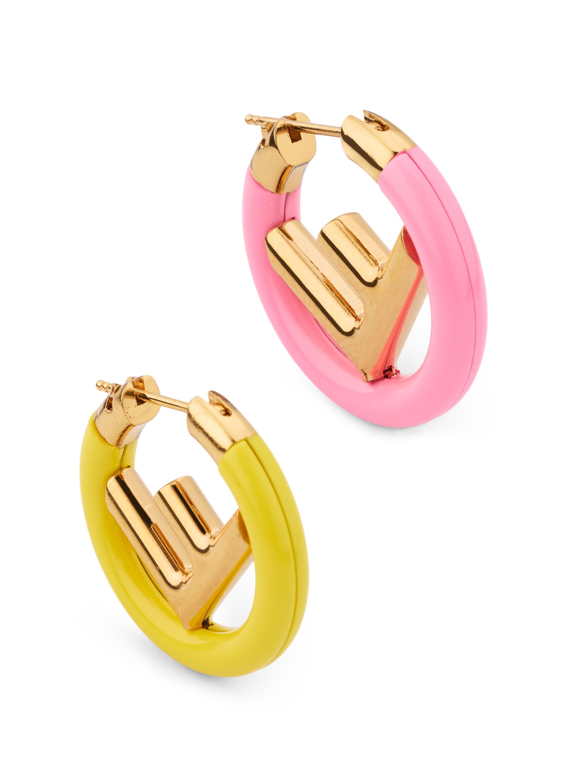 Fendi Women's Goldtone & Enamel Logo Hoop Earrings - Soft Gold - Women's Jewelry And Watches