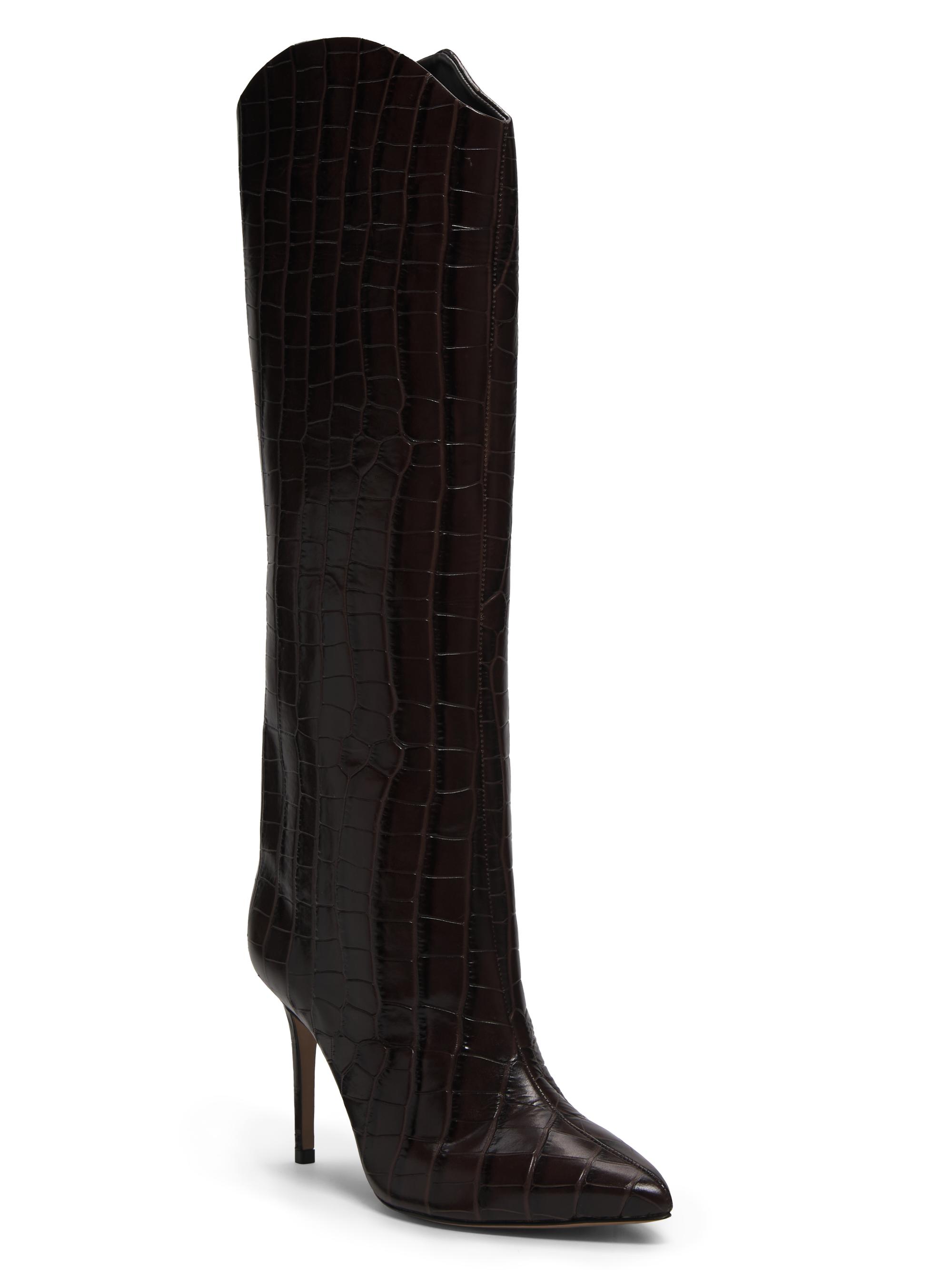Maryana 90MM Croc-Embossed Leather Stiletto Boots
