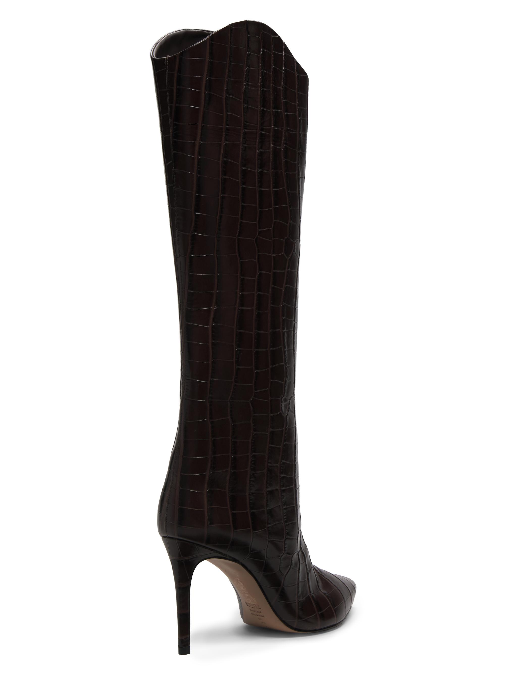 Maryana 90MM Croc-Embossed Leather Stiletto Boots