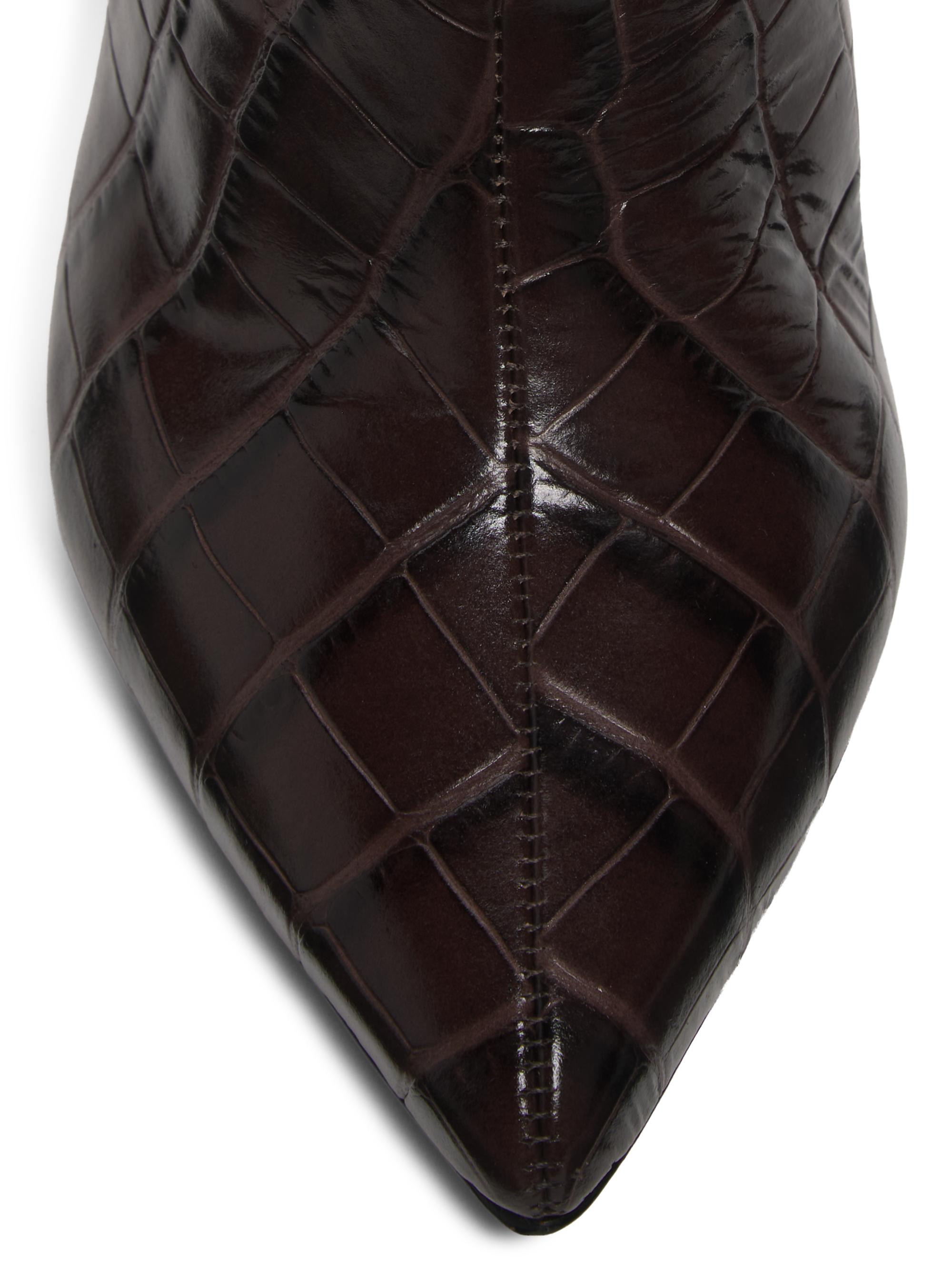 Maryana 90MM Croc-Embossed Leather Stiletto Boots