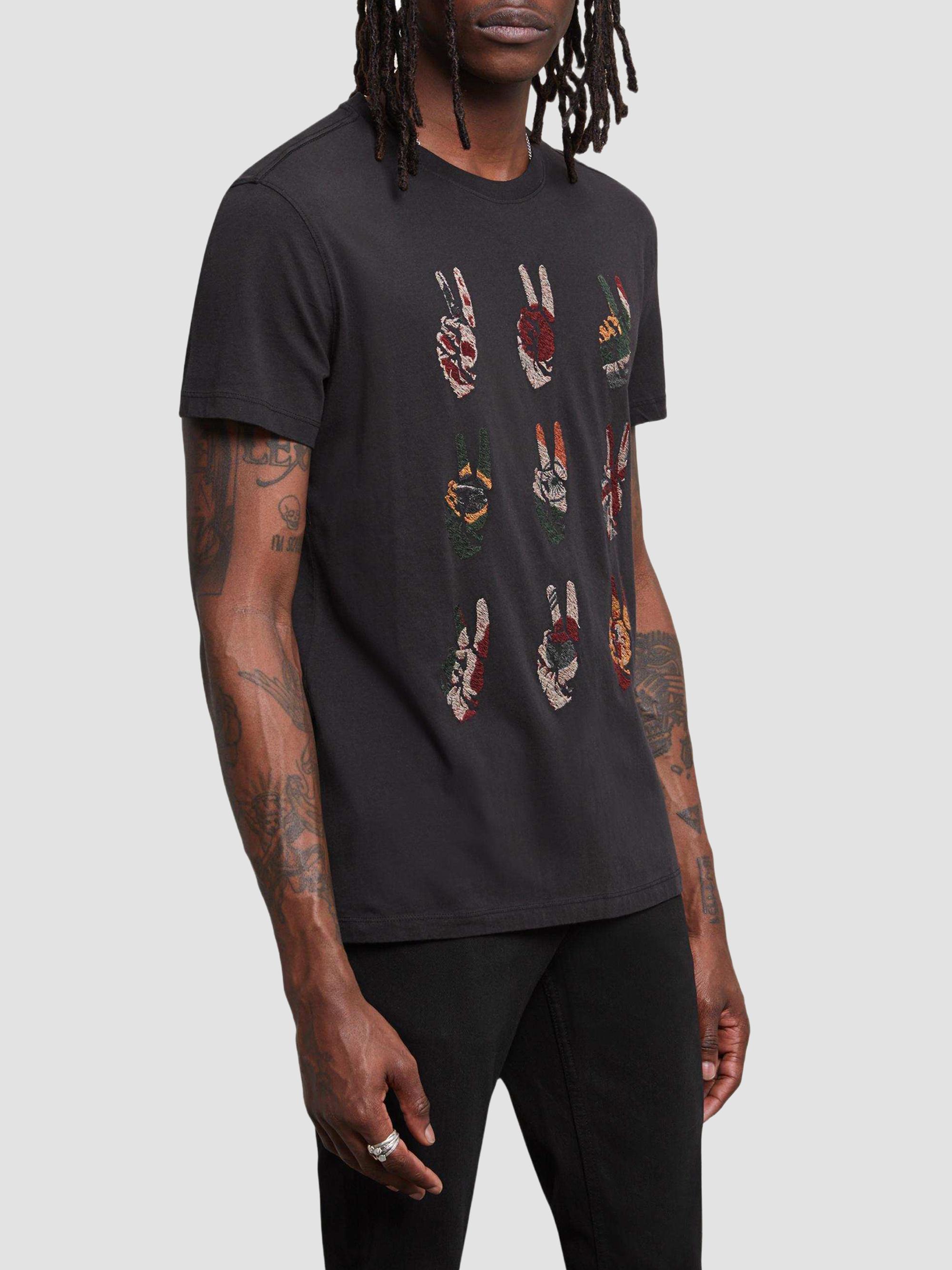 John Varvatos Star U.S.A. Men's Cotton Peace Sign Tee - Black | Thumbnail 4