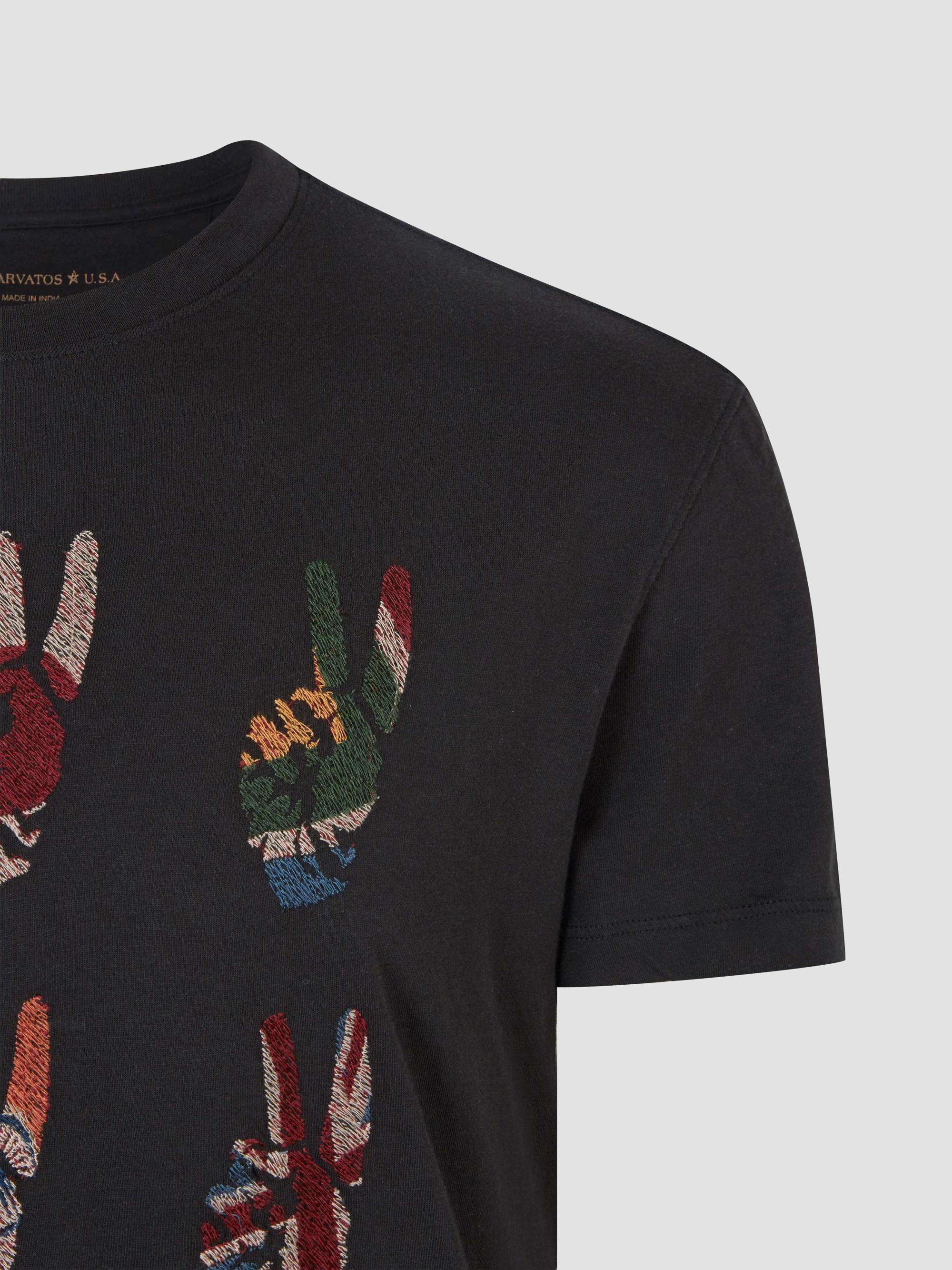 John Varvatos Star U.S.A. Men's Cotton Peace Sign Tee - Black | Thumbnail 5