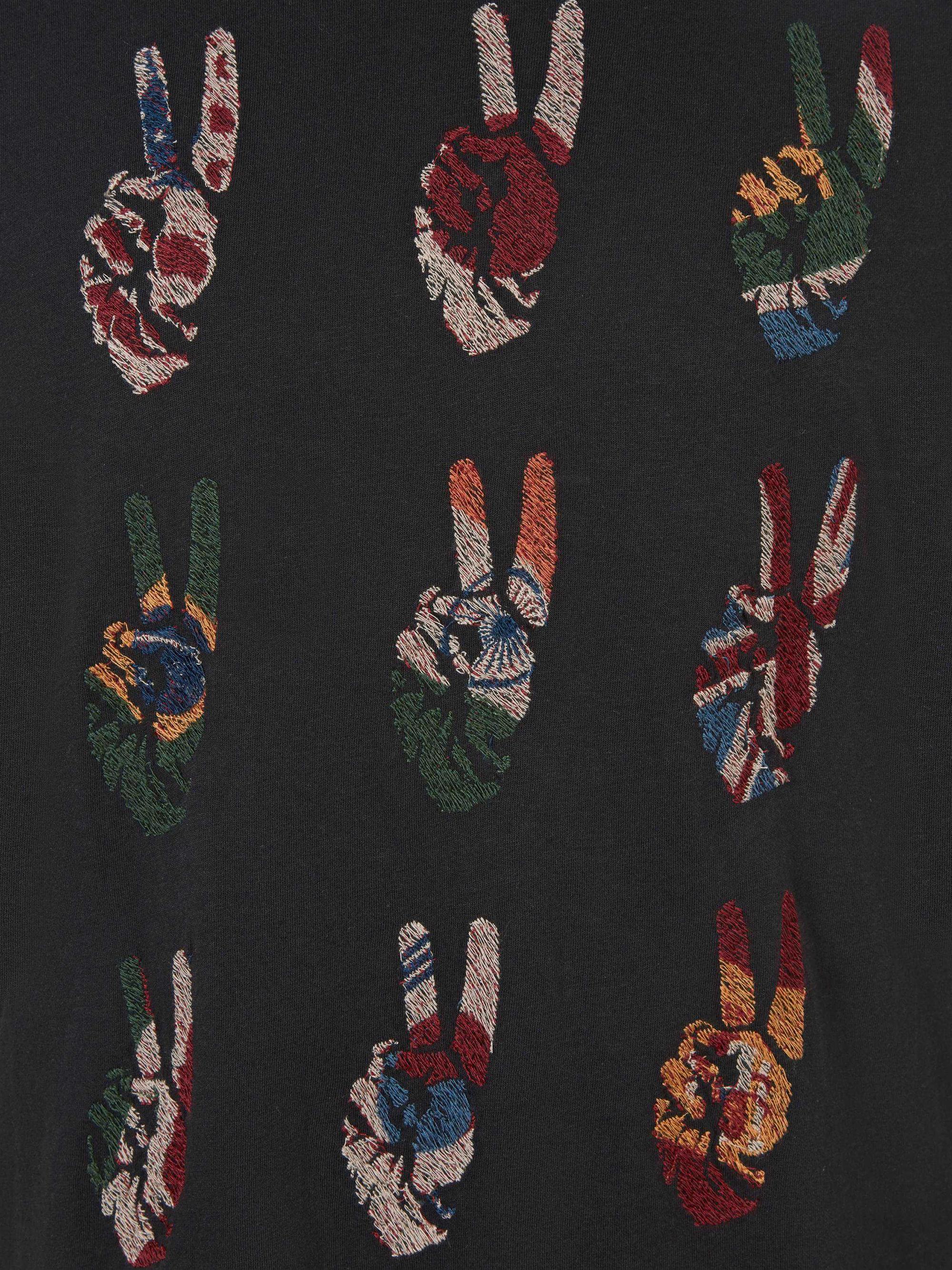 John Varvatos Star U.S.A. Men's Cotton Peace Sign Tee - Black | Thumbnail 7