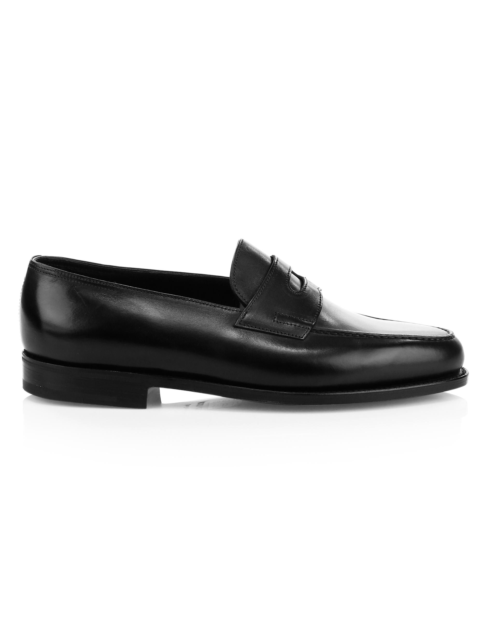 John Lobb Thorne Pebble-Grained Leather Penny Loafers | Saks
