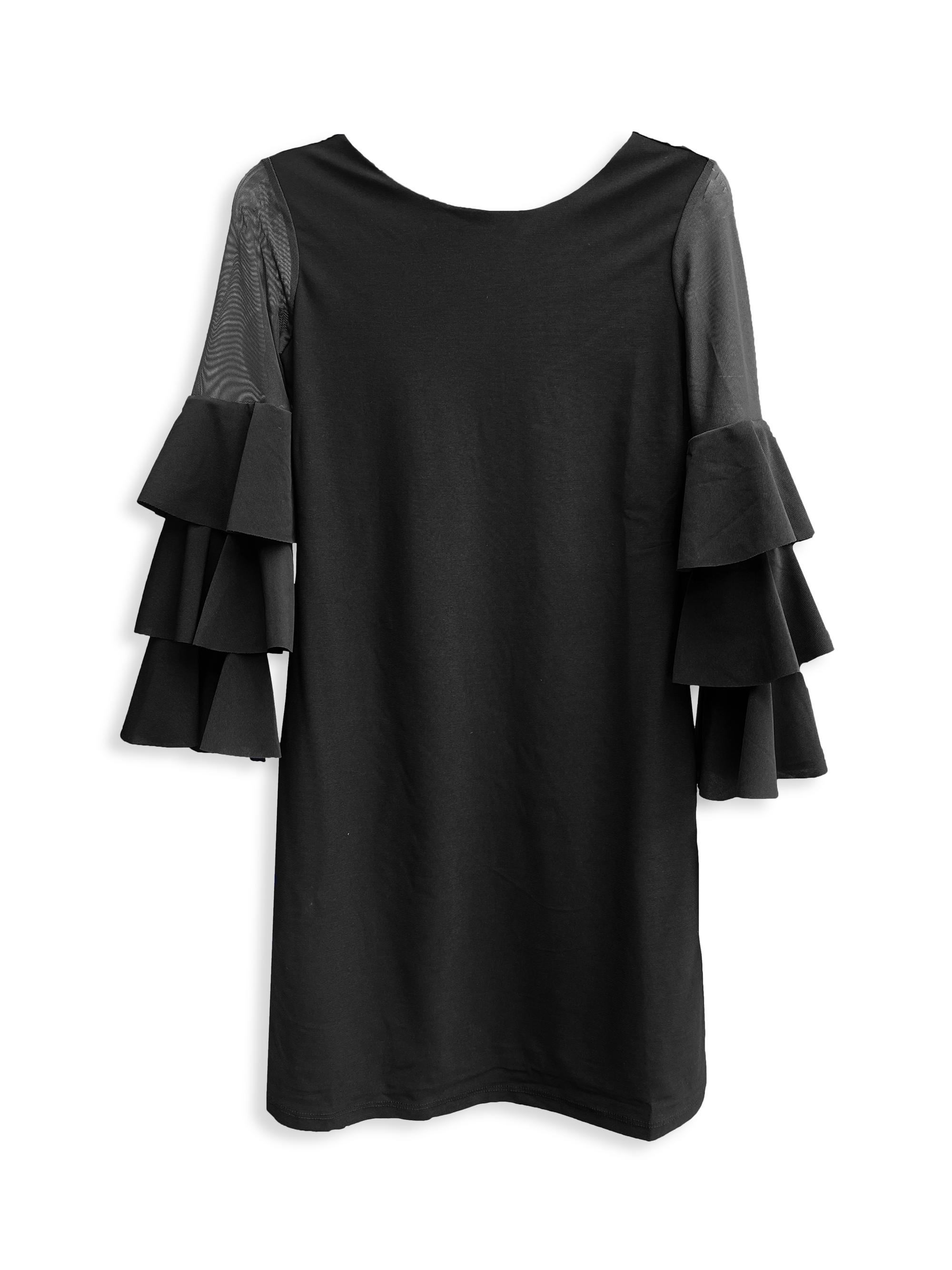 Un Deux Trois Girl's Ruffle Sleeve Shift Dress - Black