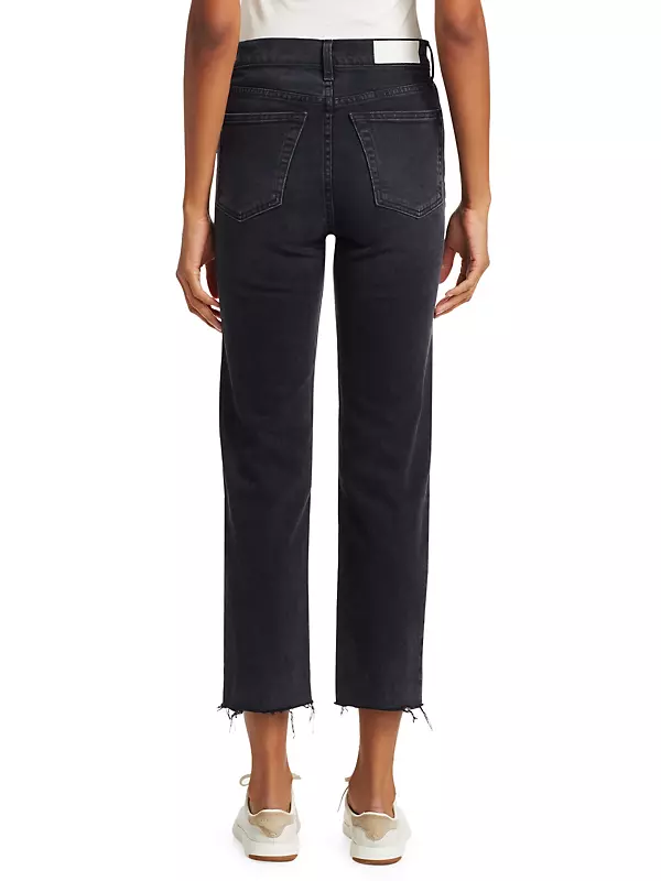 High-Rise Raw-Hem Stretch Stovepipe Jeans