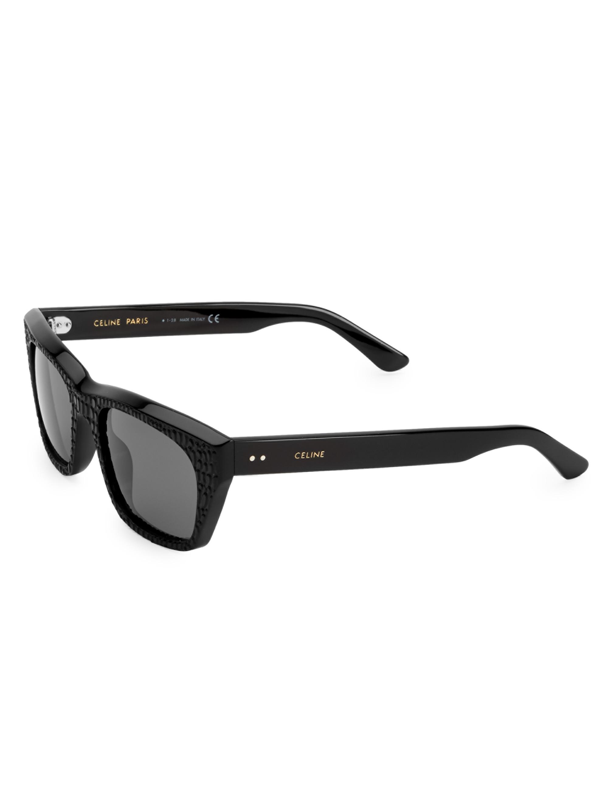 CELINE Men's 53MM Textured Square Sunglasses - Black