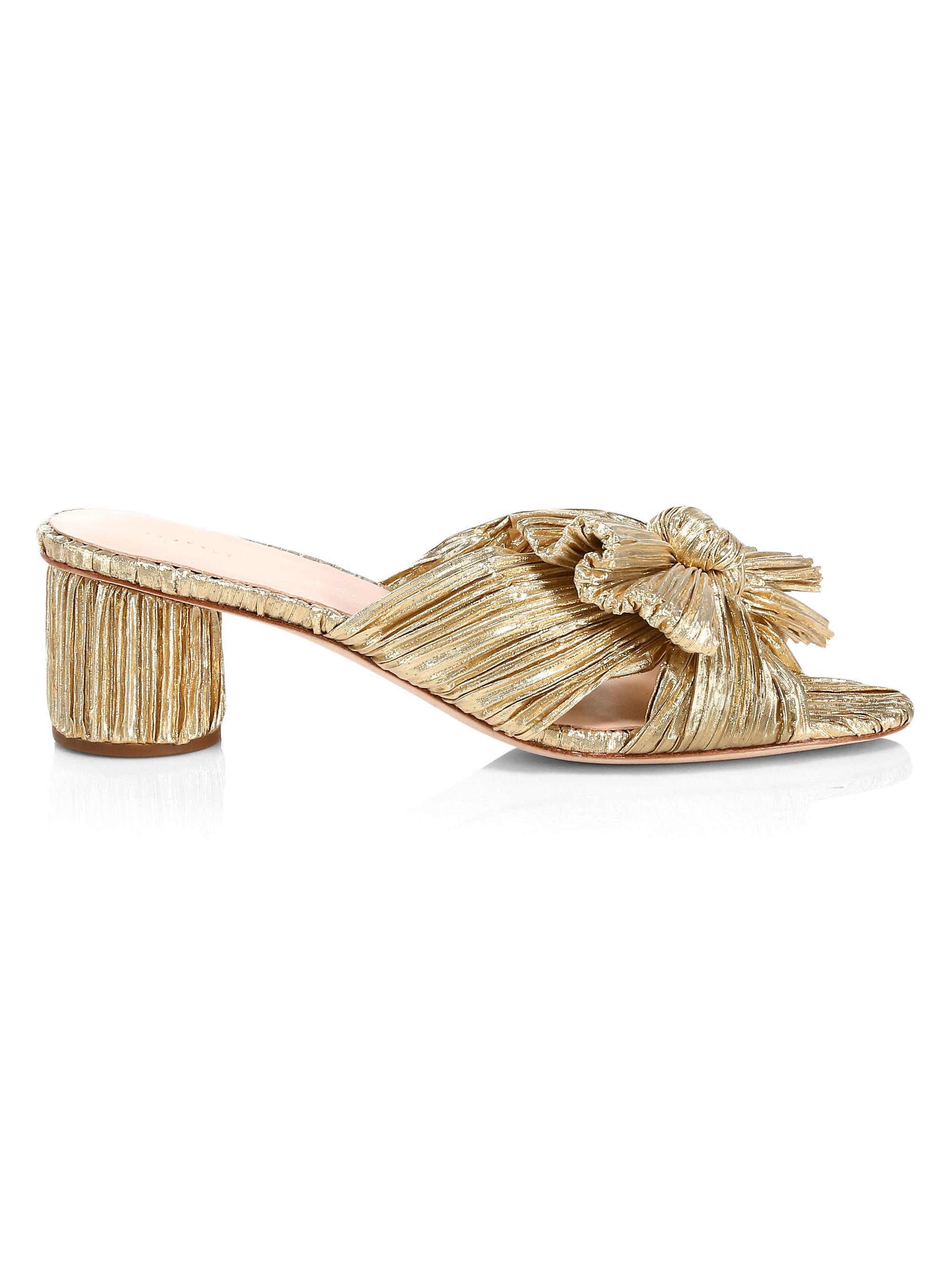 Loeffler Randall Women's Emilia Pleated Knot Mules - Gold