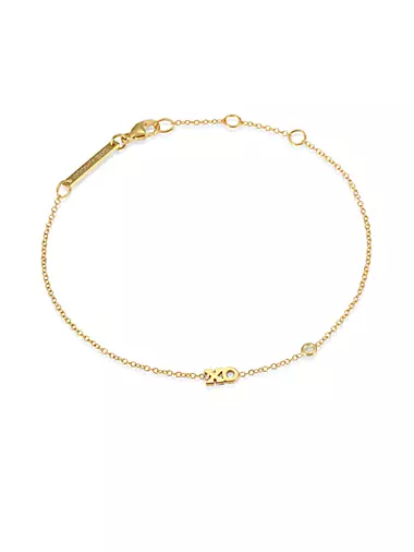 14K Yellow Gold & Diamond XO Chain Bracelet