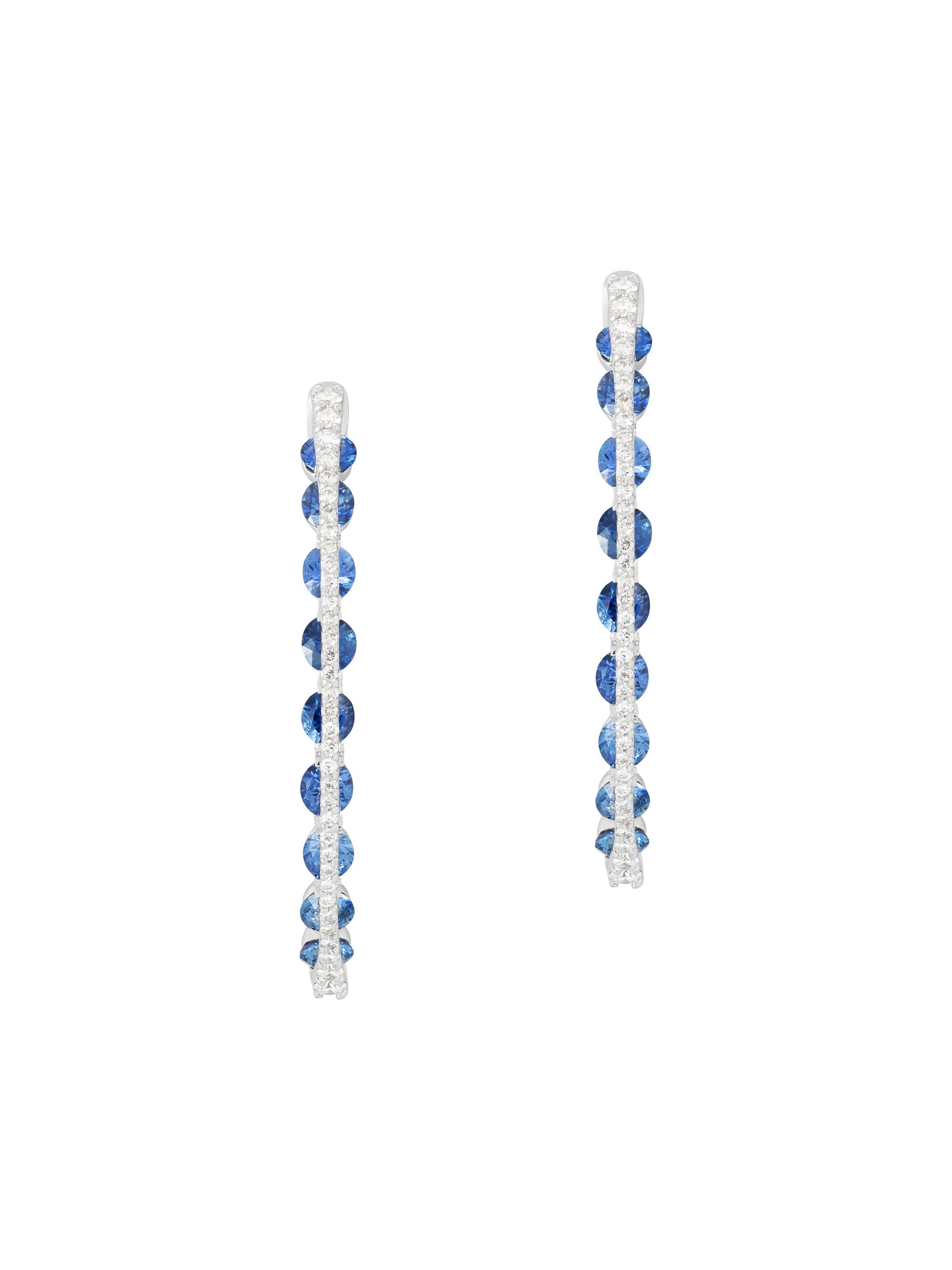 Miseno Women's Procida 18K White Gold, Diamond & Blue Sapphire Hoops - White Gold