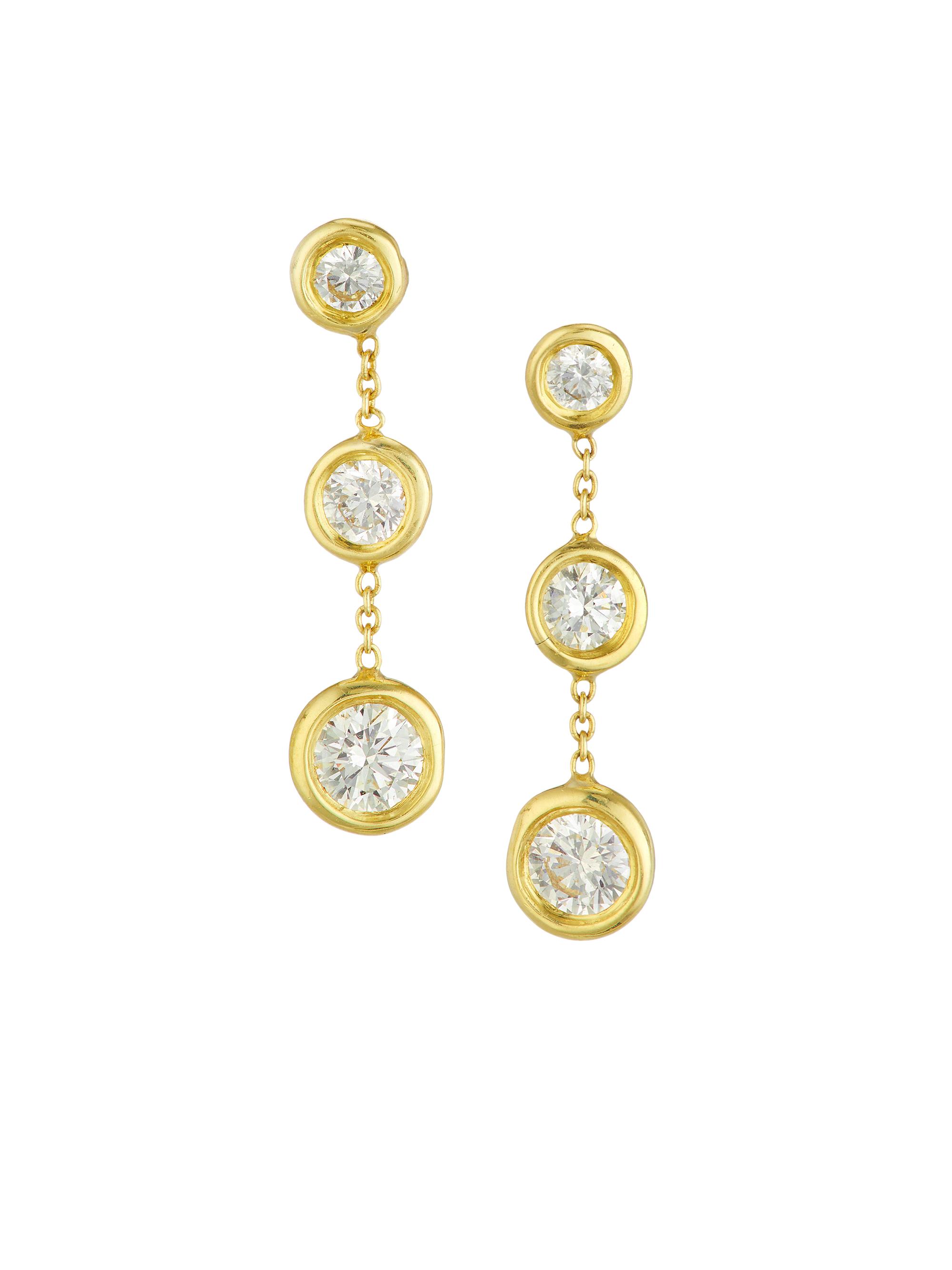 Roberto Coin Women's 18K Yellow Gold & Diamond Triple-Drop Earrings - Yellow Gold