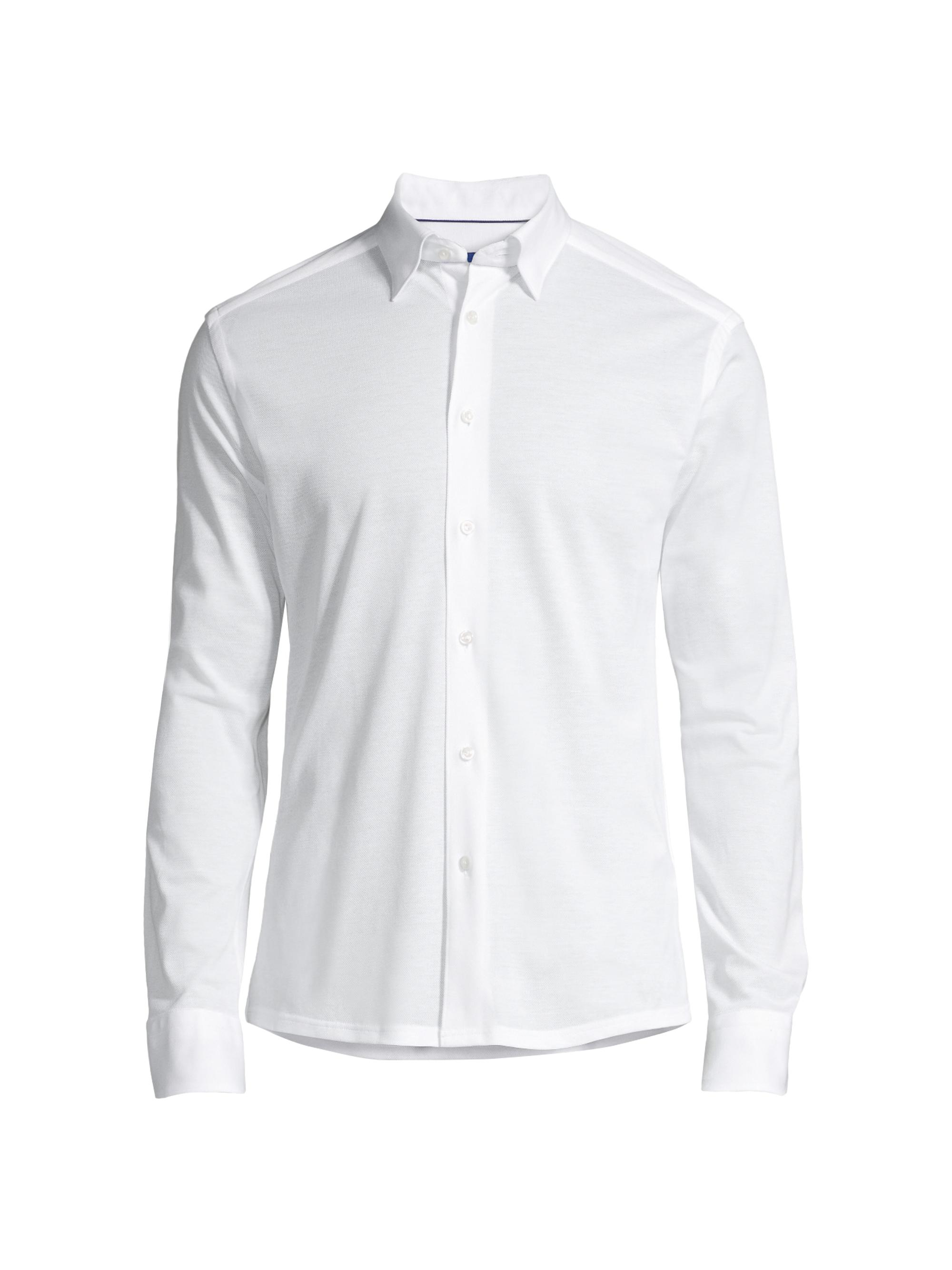 Eton Men's Soft Casual Slim-Fit Pique Cotton Sport Shirt - White