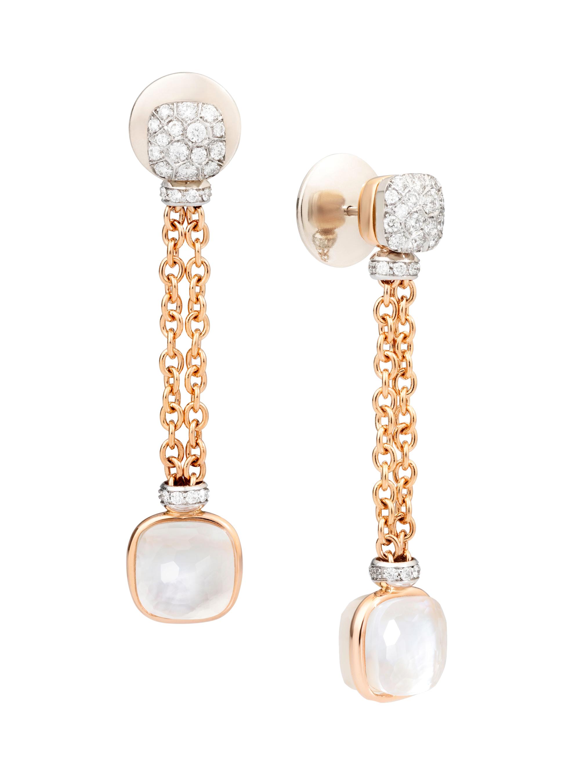 Pomellato Women's Nudo 18K Rose & White Gold Diamond, Topaz & Mother-Of-Pearl Chain Drop Earrings - Rose Gold