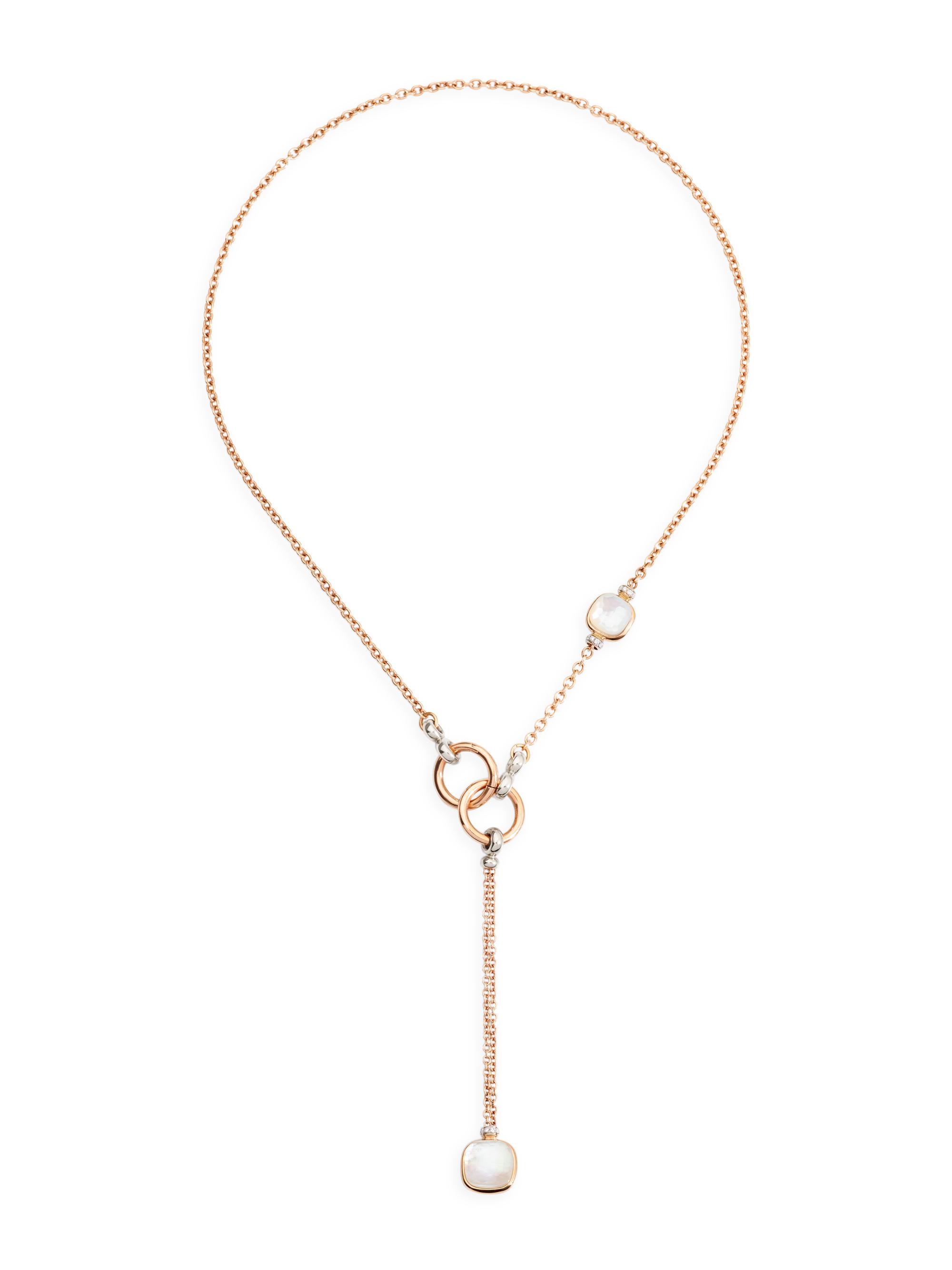 Pomellato Women's Nudo 18K Rose & White Gold, Diamond, Topaz & Mother-Of-Pearl Lariat Necklace - Rose Gold