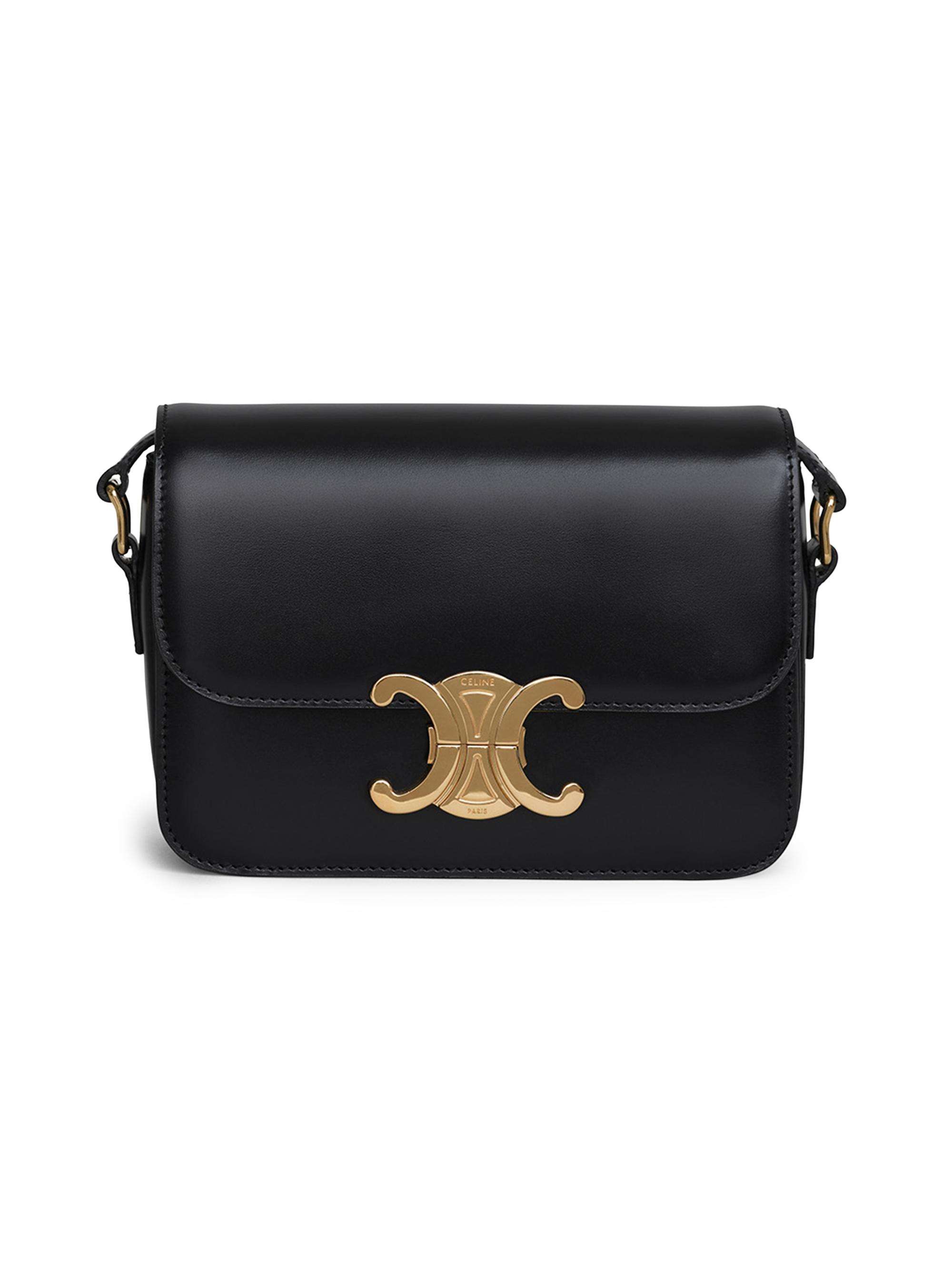 CELINE Women's Teen Triomphe Leather Shoulder Bag - Black