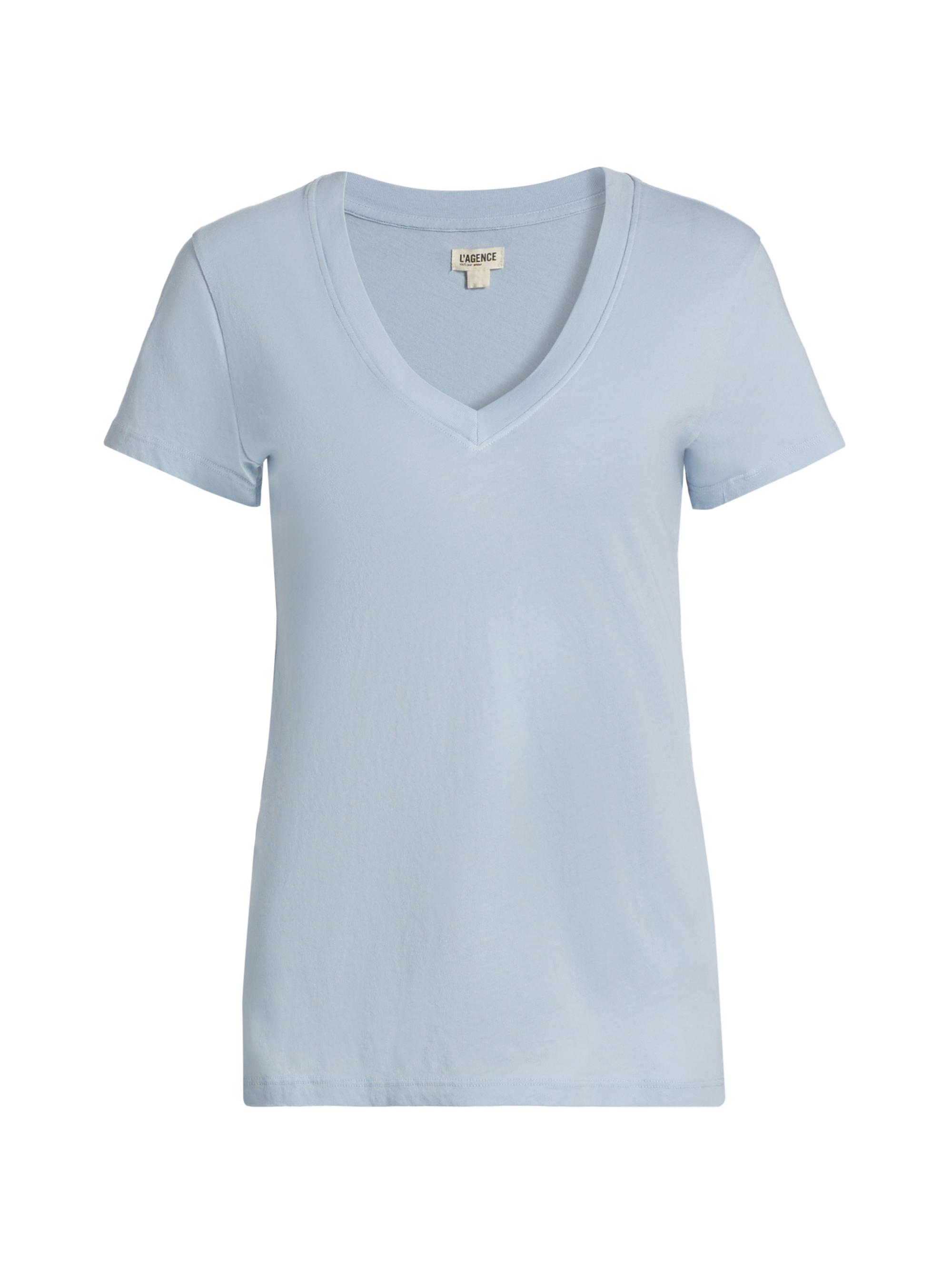 L'AGENCE Women's Becca V-neck Tee - Blue Fog