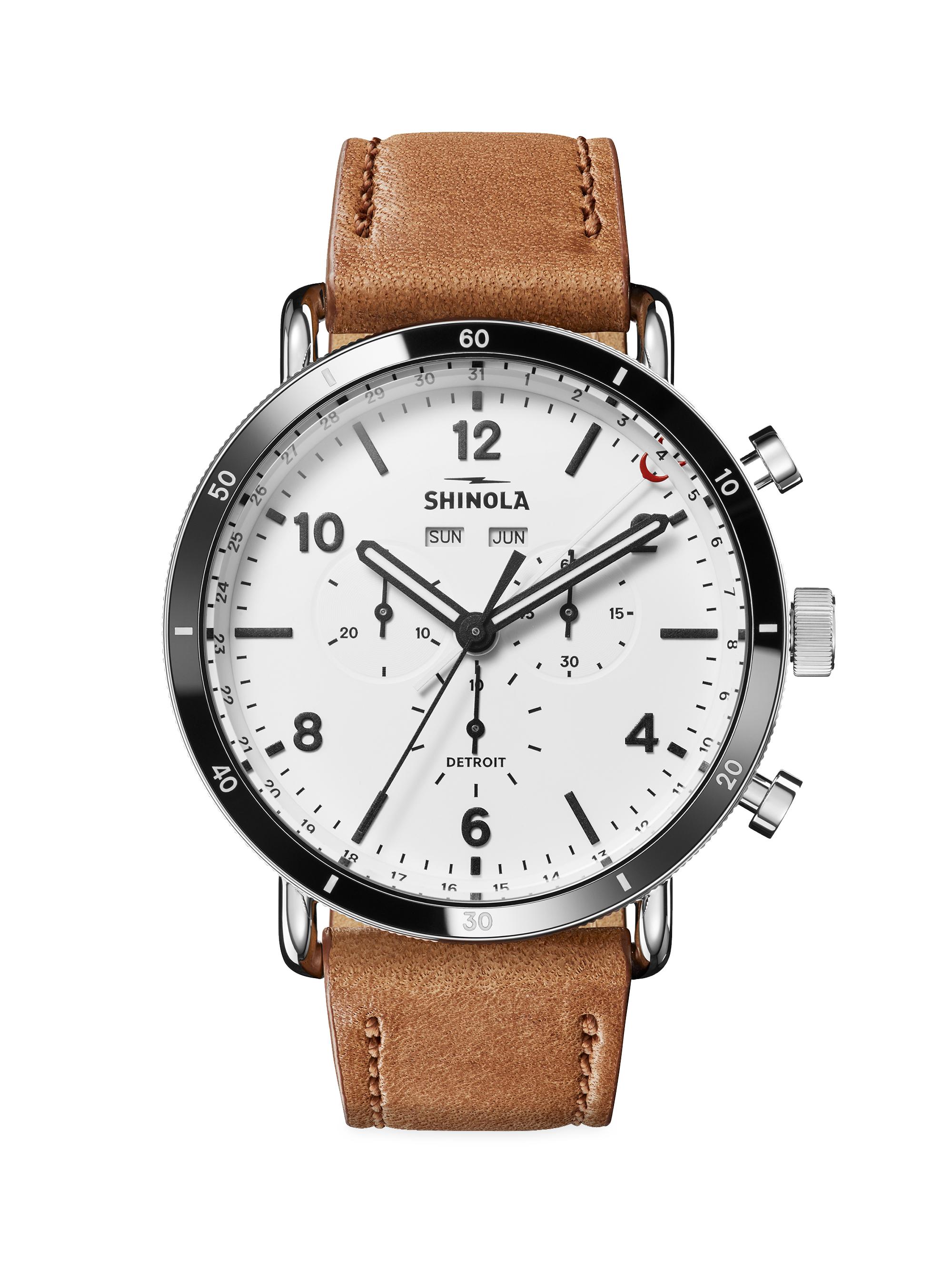 Shinola Men's Canfield Sport Stainless Steel & Leather Watch - White