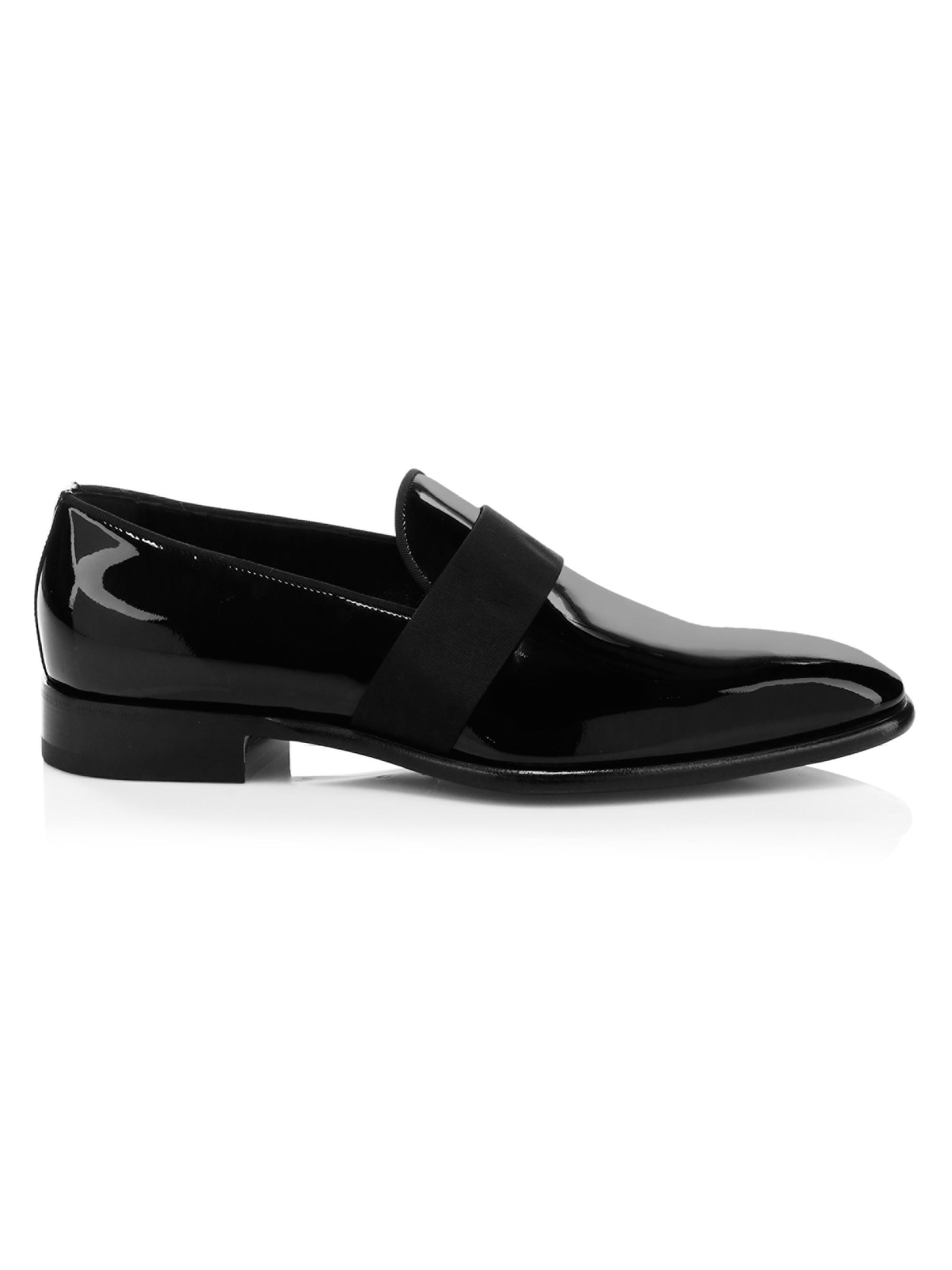 Santoni Men's Isomer Patent Leather Loafers - Black