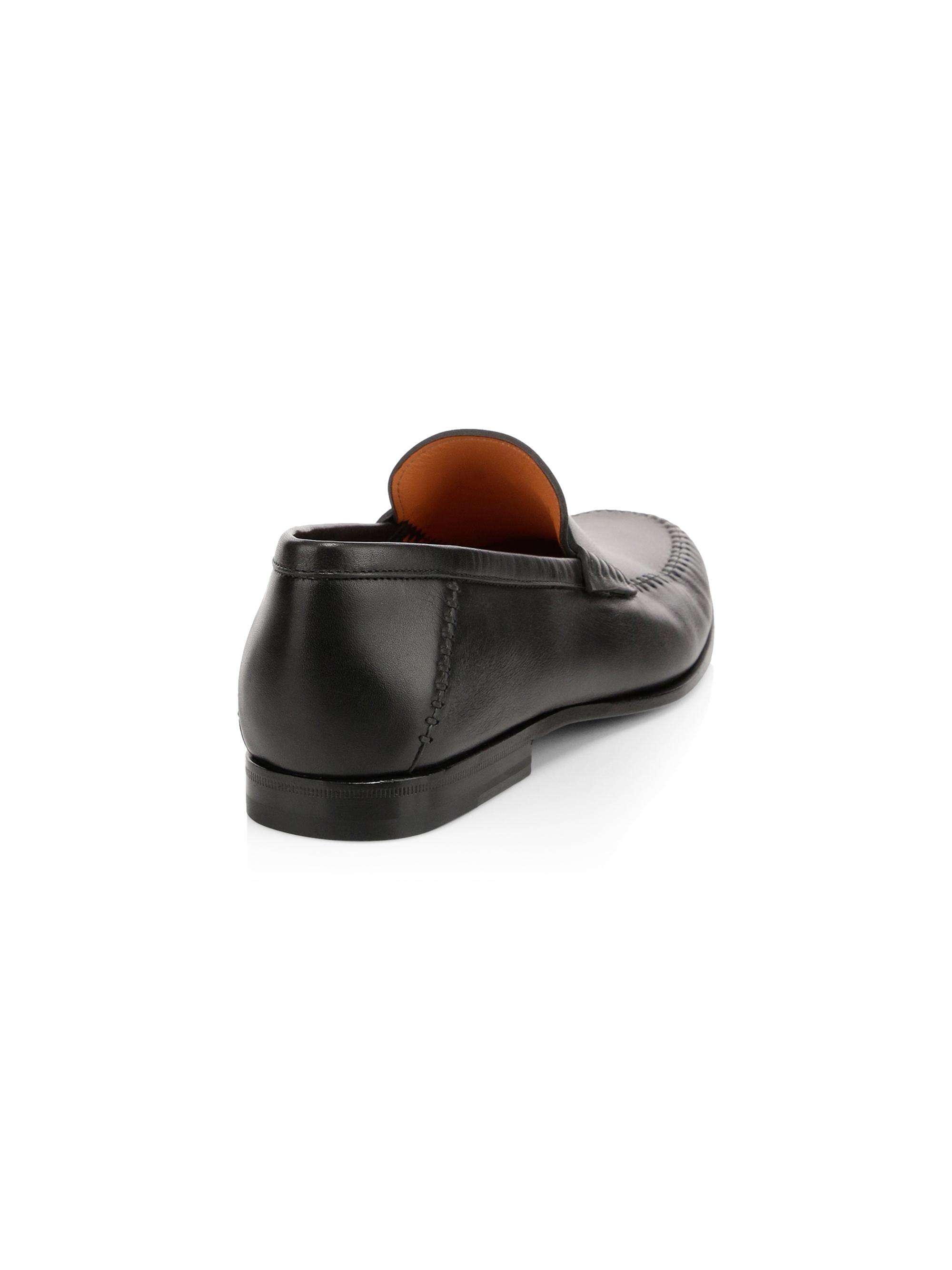 Santoni Paine Leather Moccasin Loafers | Saks Fifth Avenue