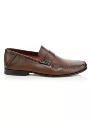 Santoni calf leather loafers - Brown