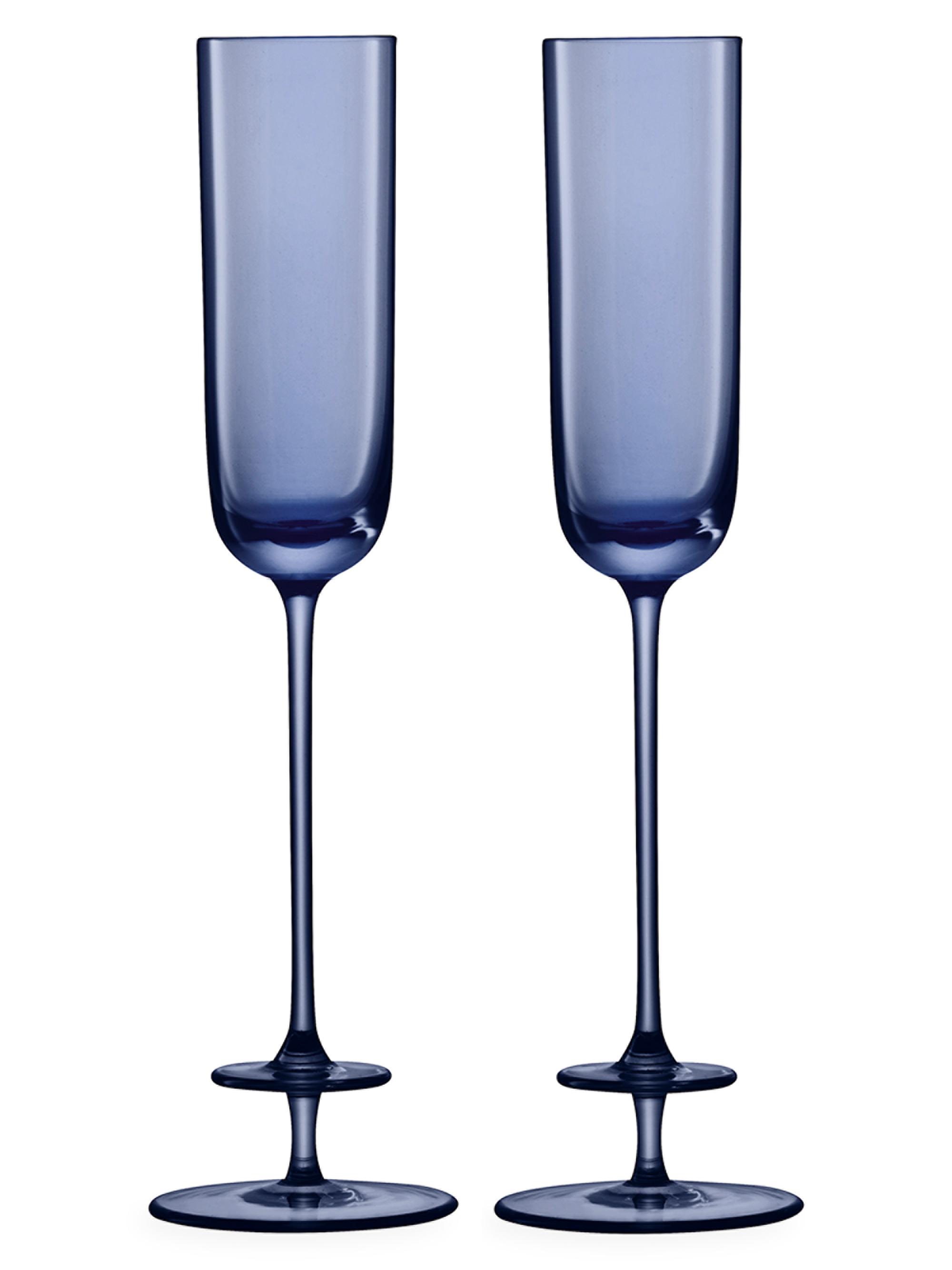 LSA Champagne Theatre Two-Piece Glass Flute Set - Midnight