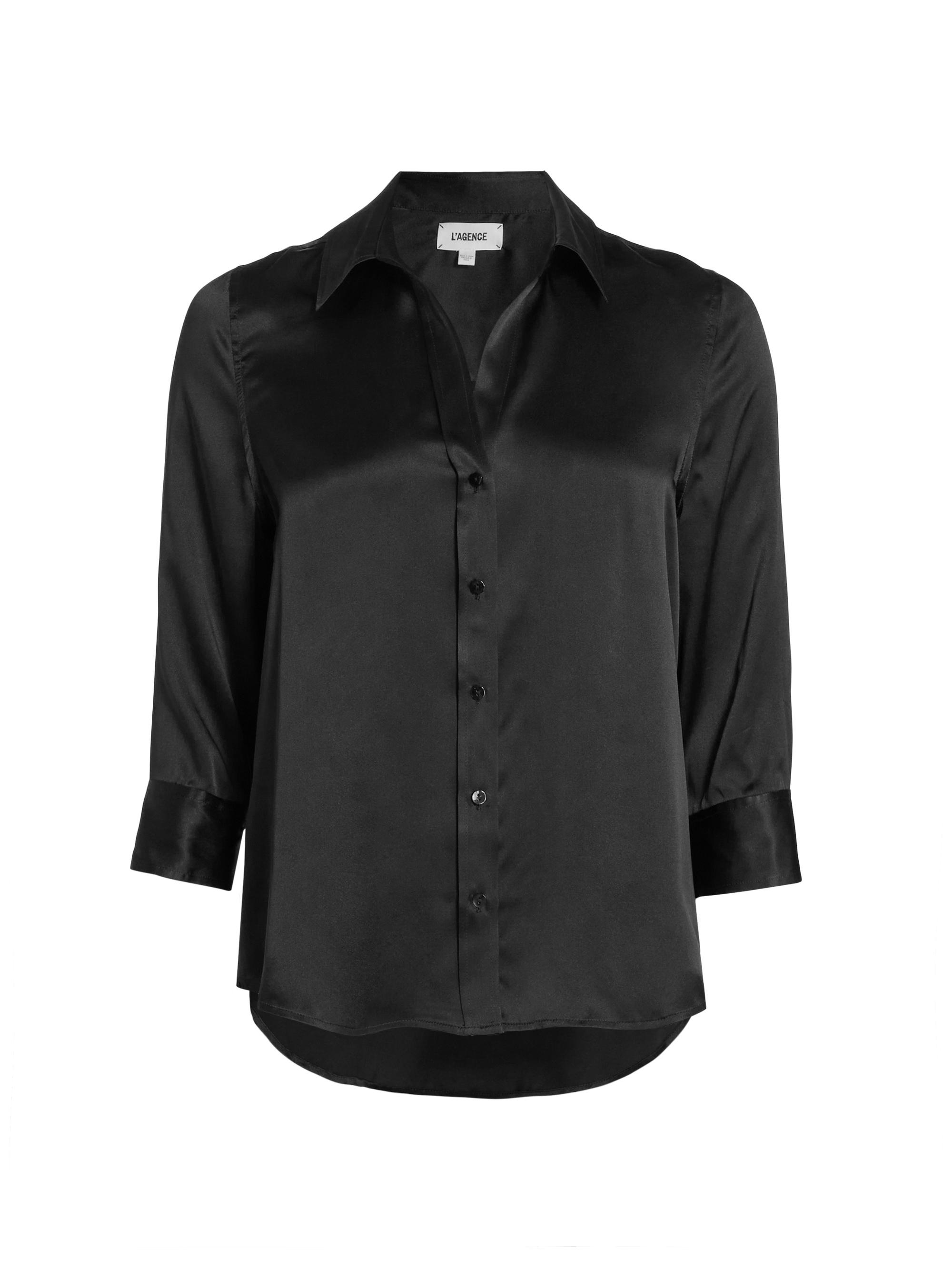 L'AGENCE Marlene Tailored Three-Quarter-Length Sleeve Blouse