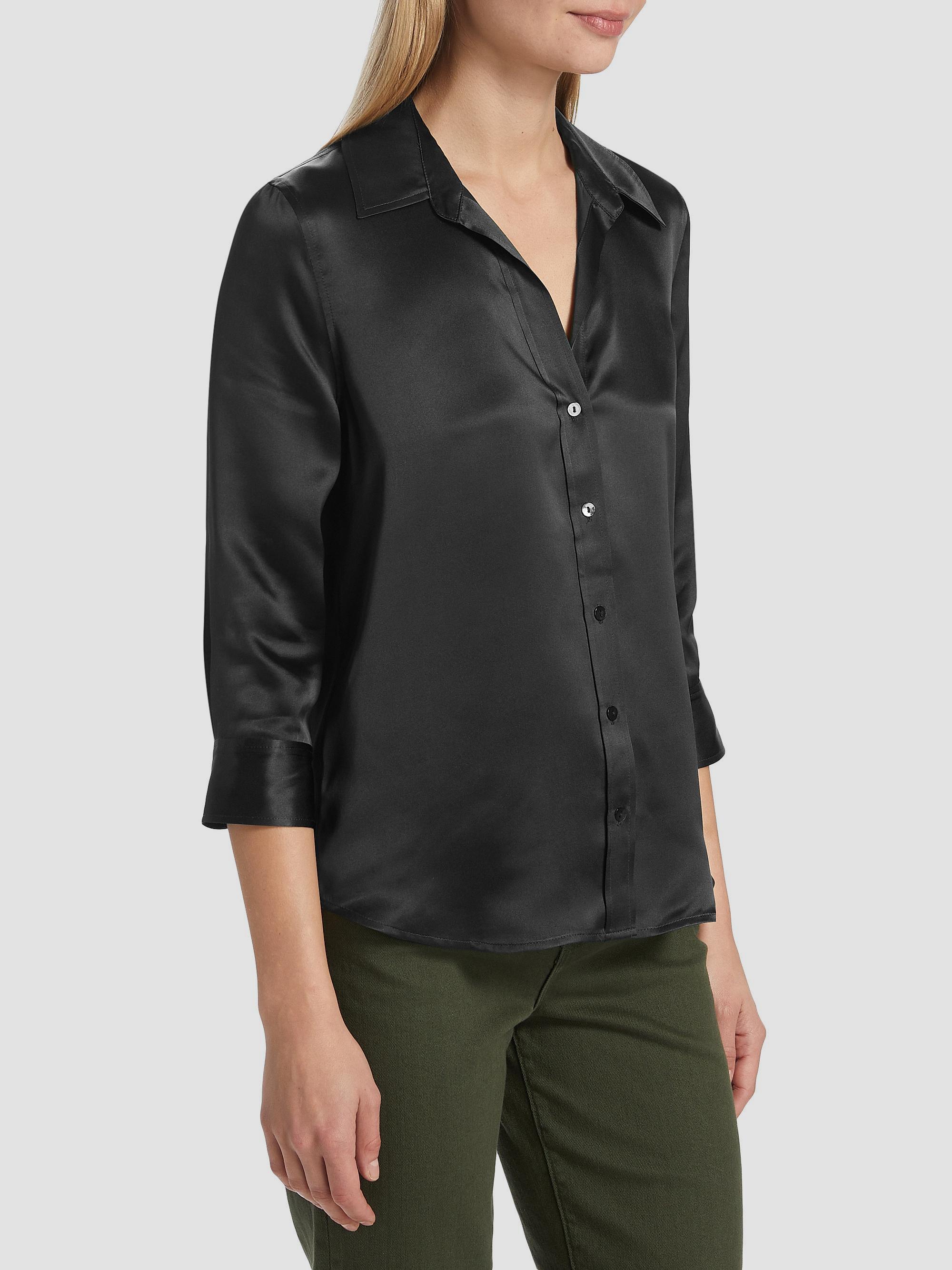 L'AGENCE Dani Three-Quarter Sleeve Silk Shirt | Saks Fifth Avenue