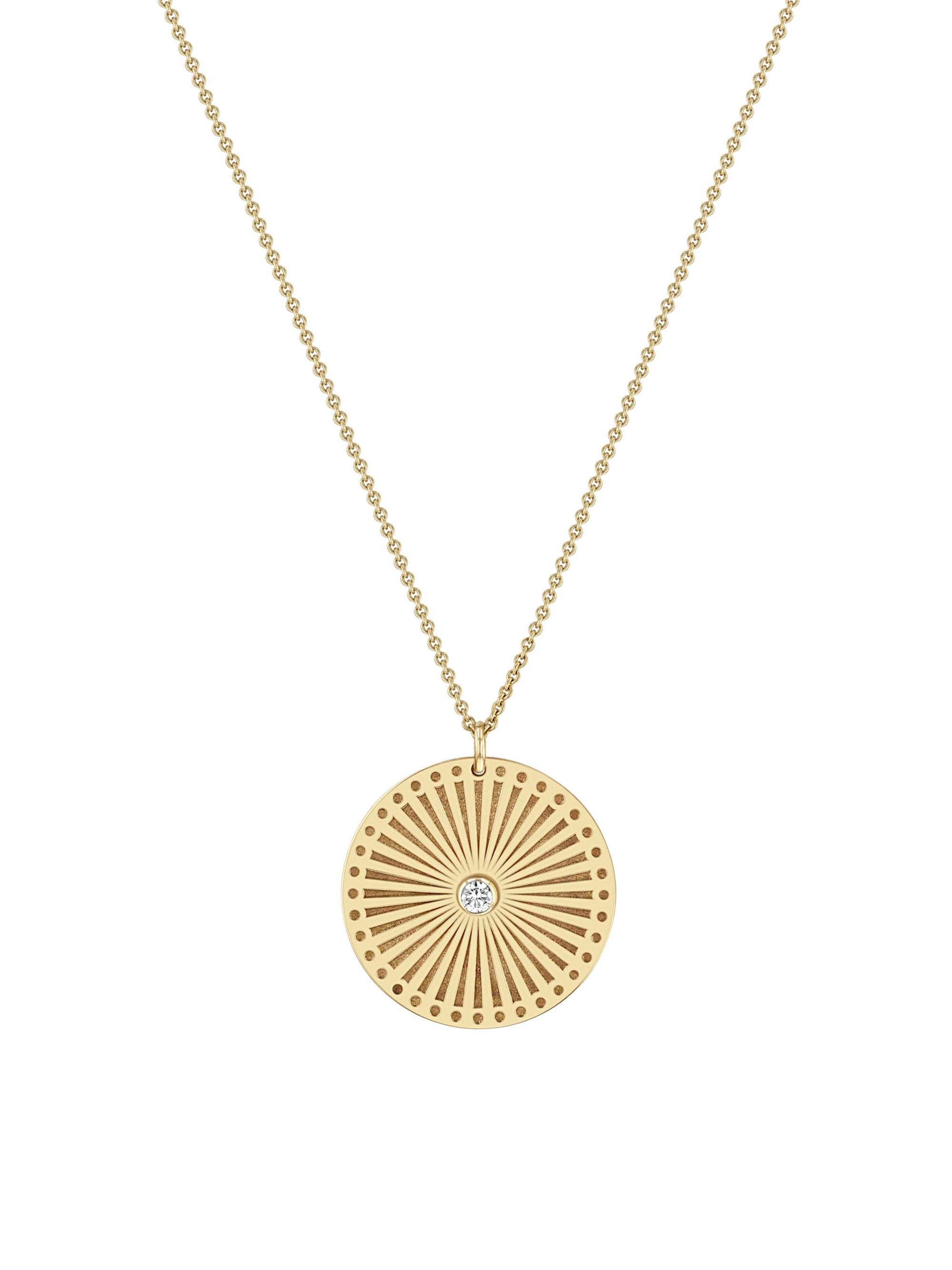 ZOE CHICCO Women's  14K Yellow Gold & 0.10 TCW Diamond Sunbeam Medallion Necklace - Gold