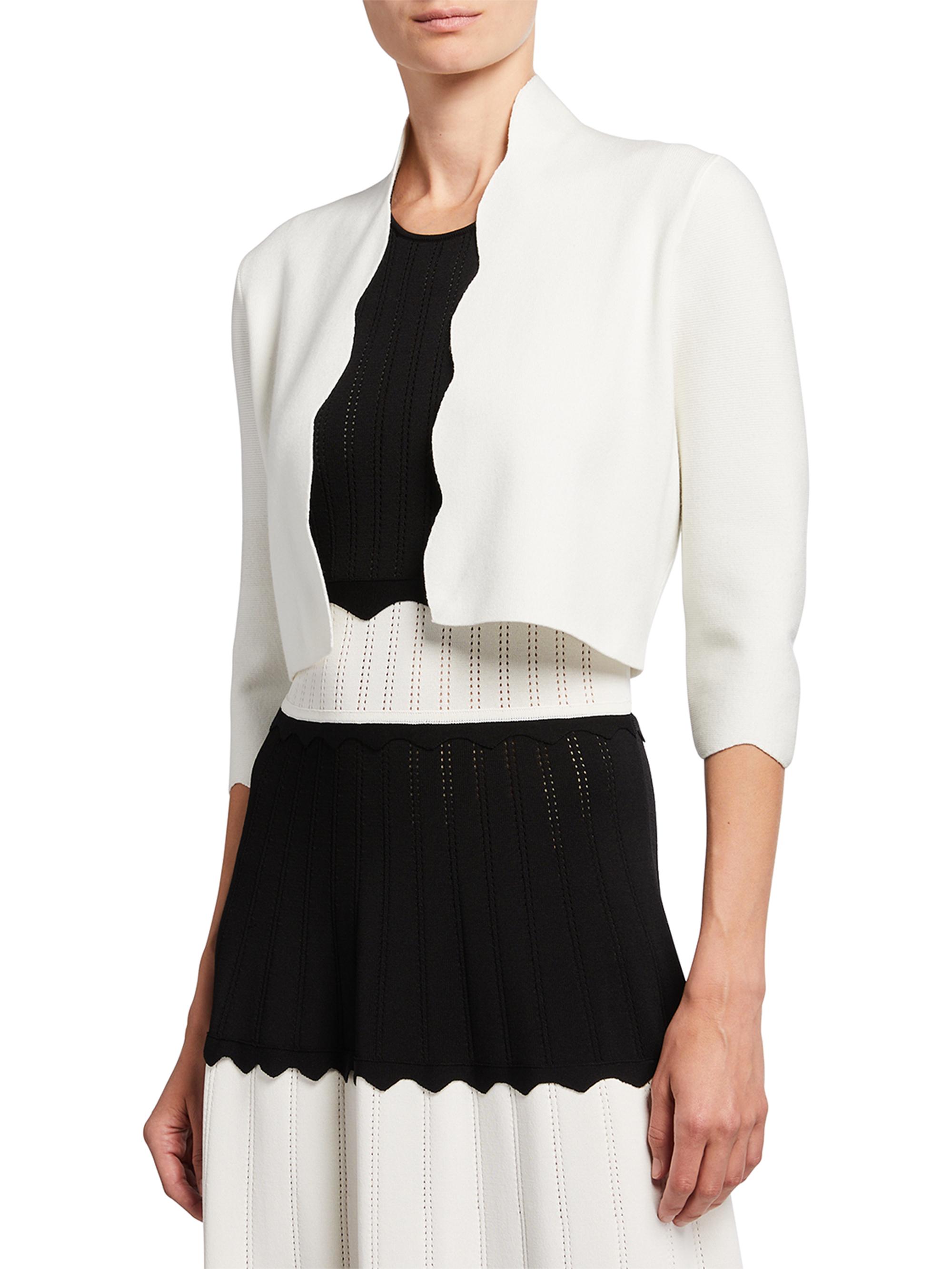 Lela Rose Women's Scalloped Knit Bolero - White