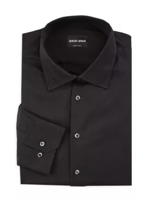 Shop Giorgio Armani Solid Dress Shirt | Saks Fifth Avenue