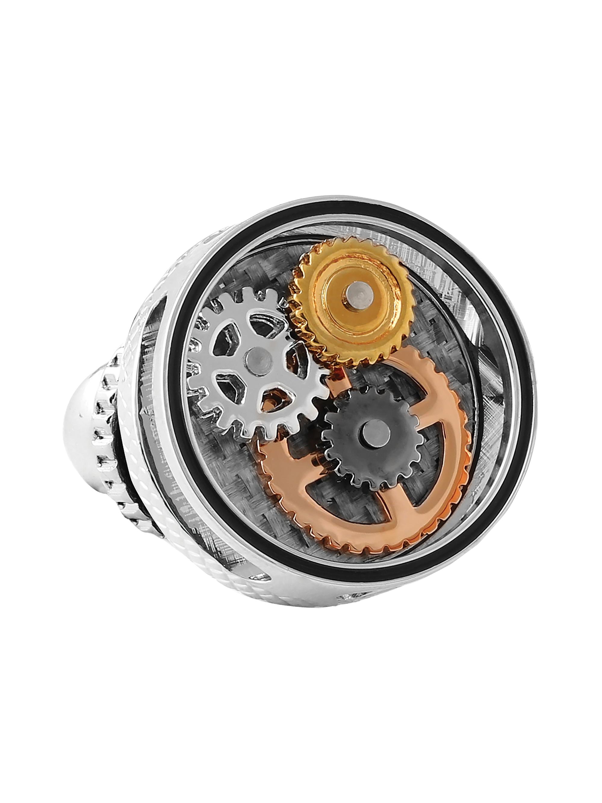 Tateossian Men's RT Pins Carbon Gear Pin - Silver