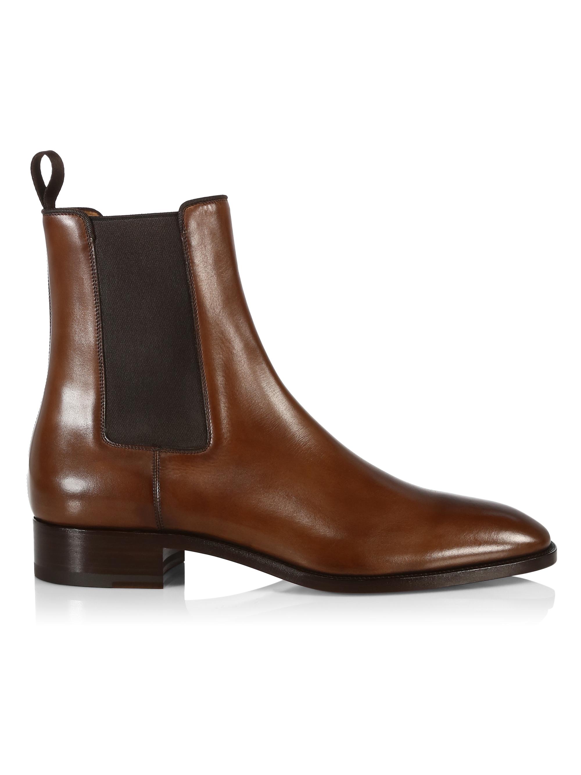 Christian Louboutin Men's Samson Leather Chelsea Boots - Havane