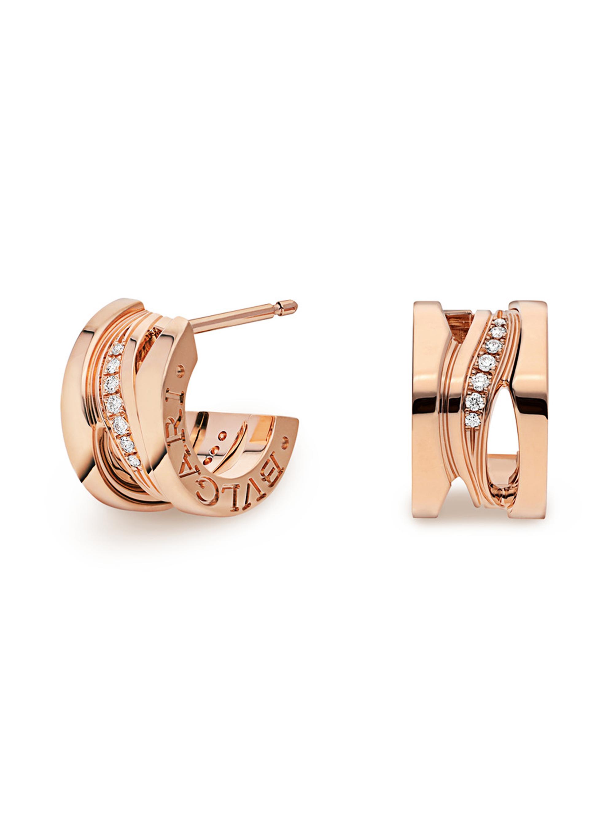 BVLGARI Women's B. zero1 Design Legend 18K Rose Gold & Pavé Diamond Hoop Earrings - Rose Gold