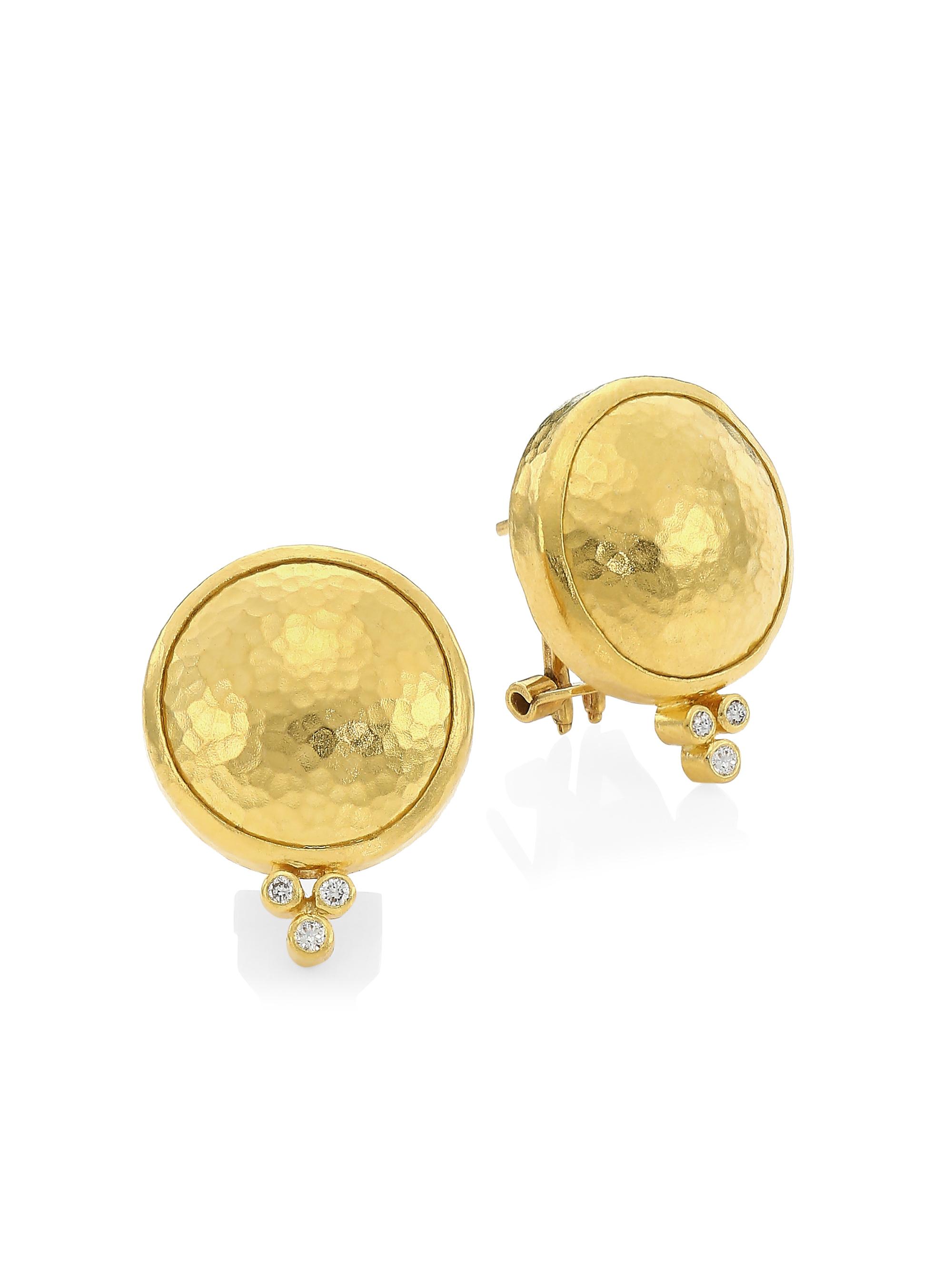 Gurhan Women's Amulet 24K Yellow Gold & Diamond Button Earrings - Gold