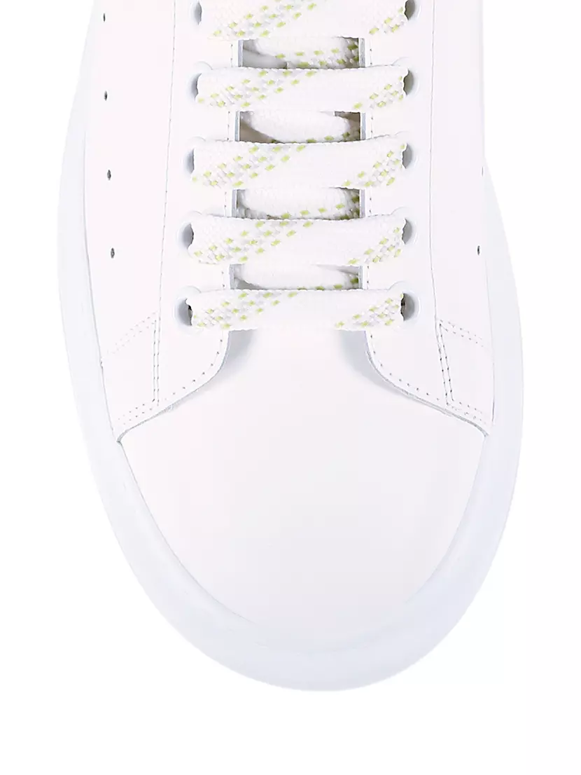 Alexander McQueen Men's Oversized Leather Platform Sneakers - White Paris Blue - Size 12