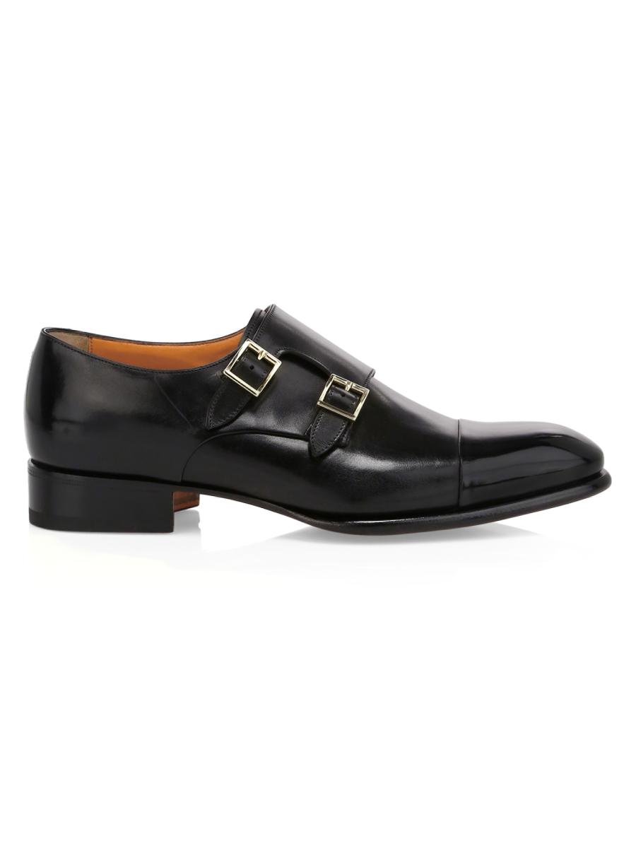 Santoni Ira Double Monk Strap Leather Dress Shoes | Saks