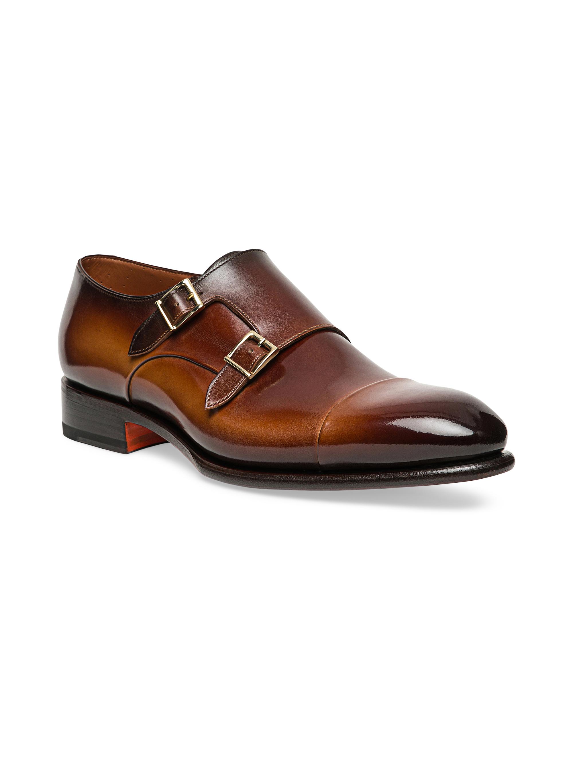 Santoni Ira Double Monk Strap Leather Dress Shoes | Saks Fifth Avenue