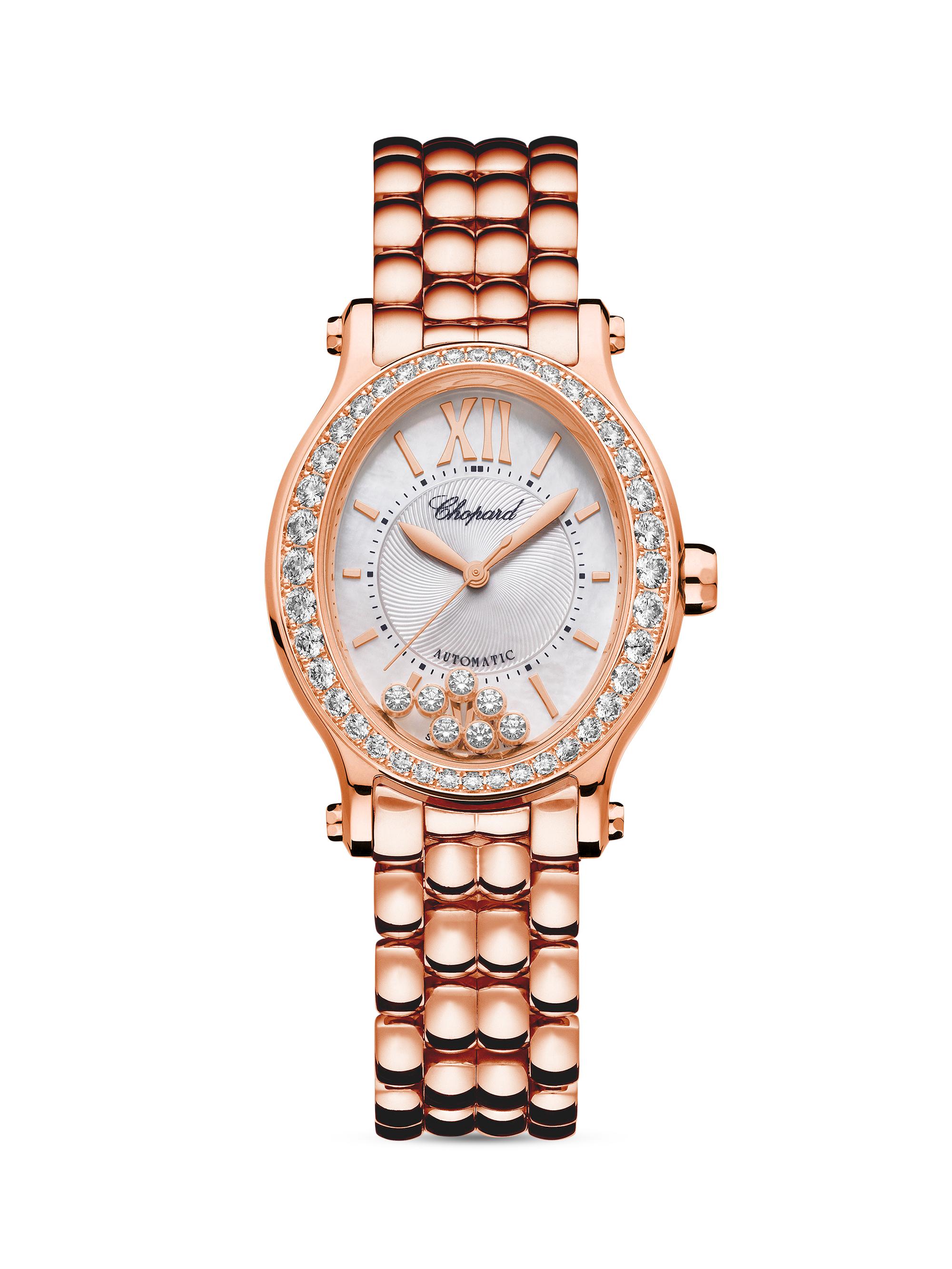 Chopard Women's Happy Sport Montre Oval Rose Gold & Diamond Watch