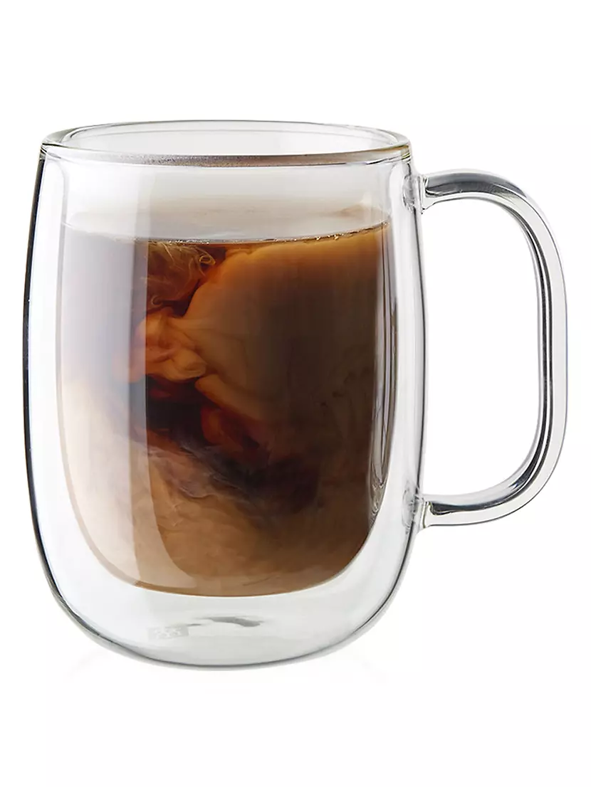 Sweese 8 oz Glass Coffee Cups - Double Wall Insulated Mugs Clear