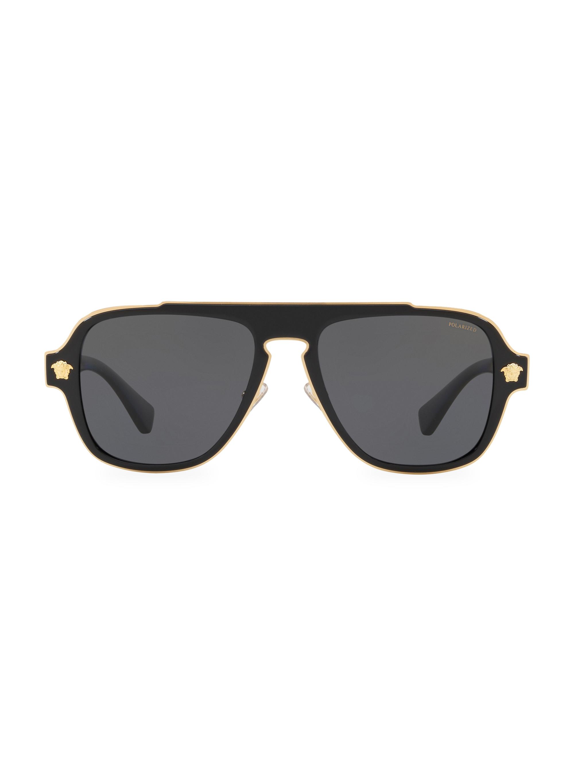 Versace Men's Medusa Charm 56MM Square Sunglasses - Black