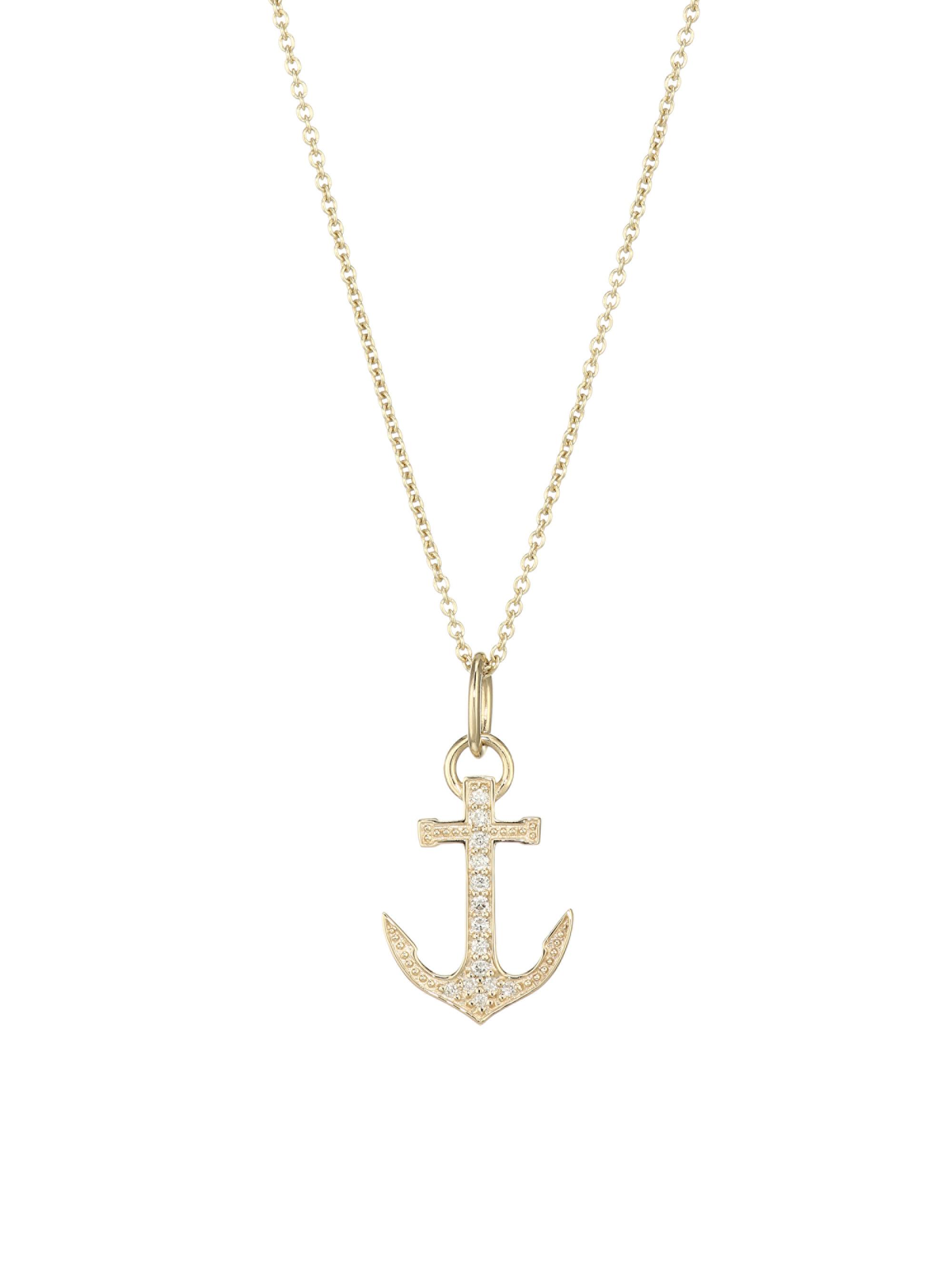 Sydney Evan Women's 14K Yellow Gold & Diamond  Pavé Anchor Charm Necklace - Gold