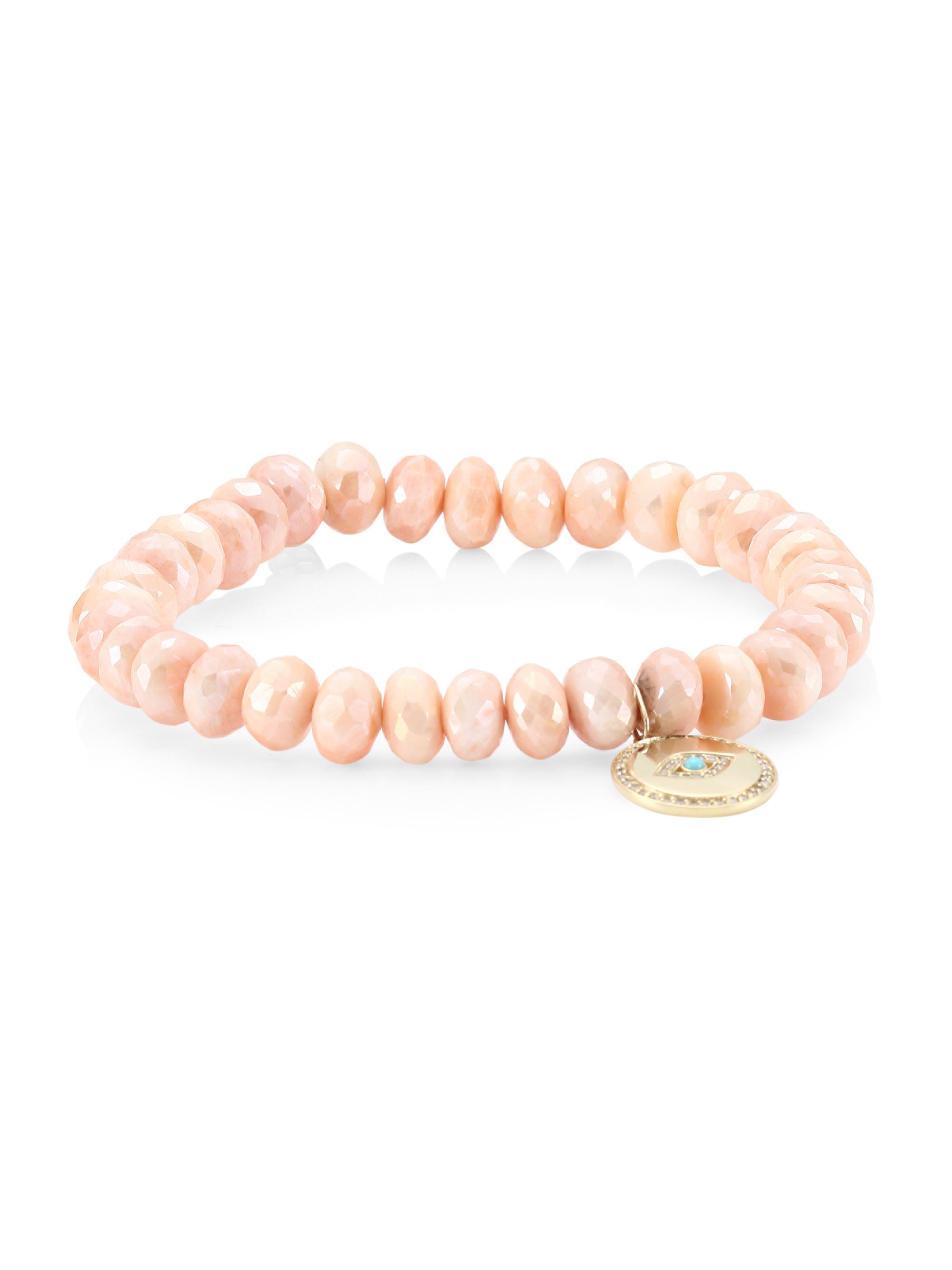 Sydney Evan Women's Bezel 14K Yellow Gold, Moonstone, Diamond & Turquoise Evil Eye Medallion Bracelet