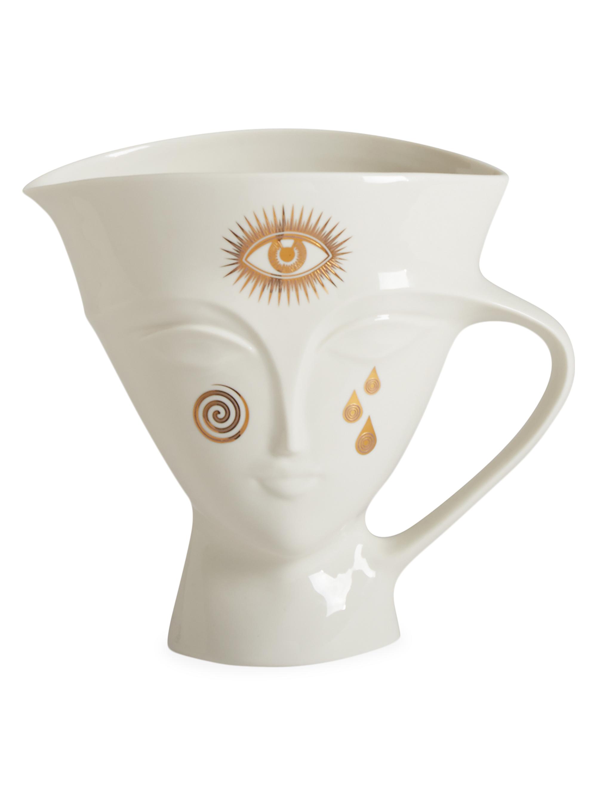 Jonathan Adler Gilded Giulette Pitcher - White