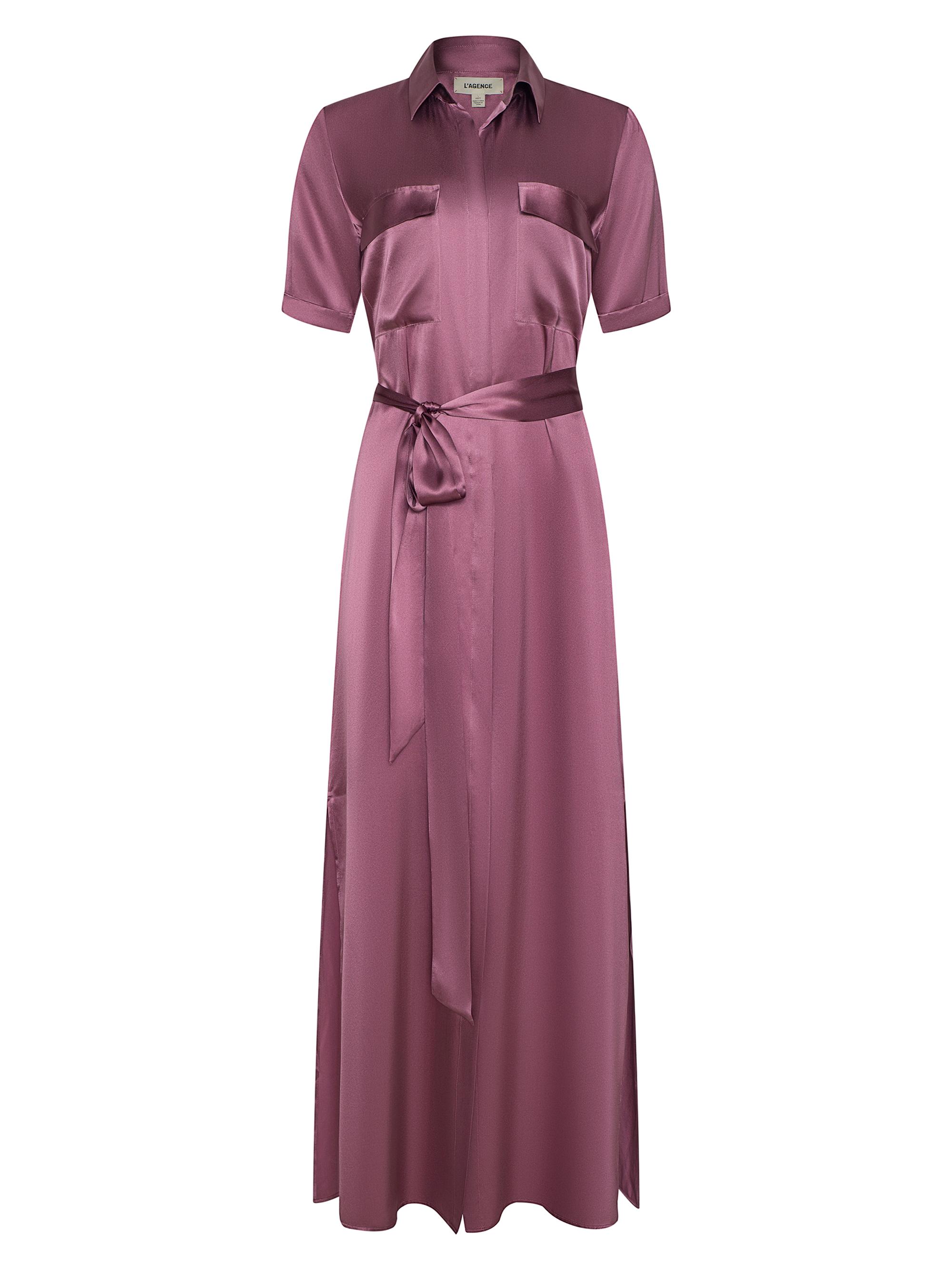 L'AGENCE Women's Klement Satin Maxi Shirtdress - Dusky Orchid