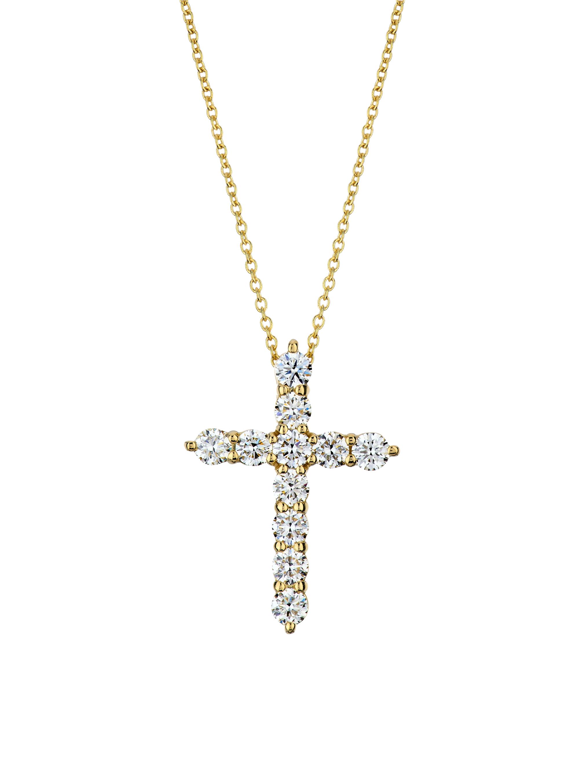 Roberto Coin Women's 18K White Gold & 0.88 TCW Diamond Cross Pendant Necklace - Yellow Gold