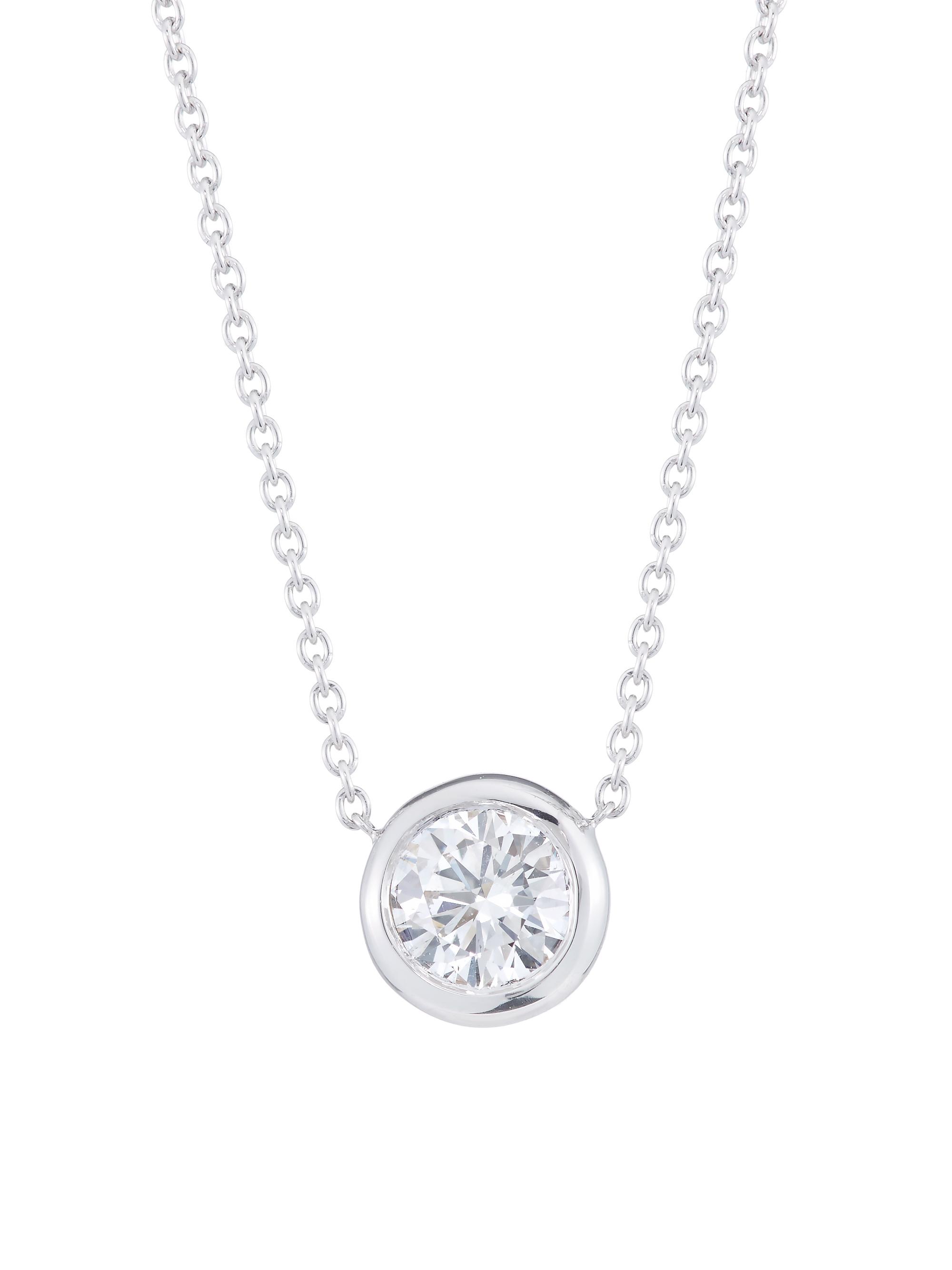 Roberto Coin Women's Diamond By The Inch 18K White Gold & Diamond Circle Pendant Necklace - White Gold