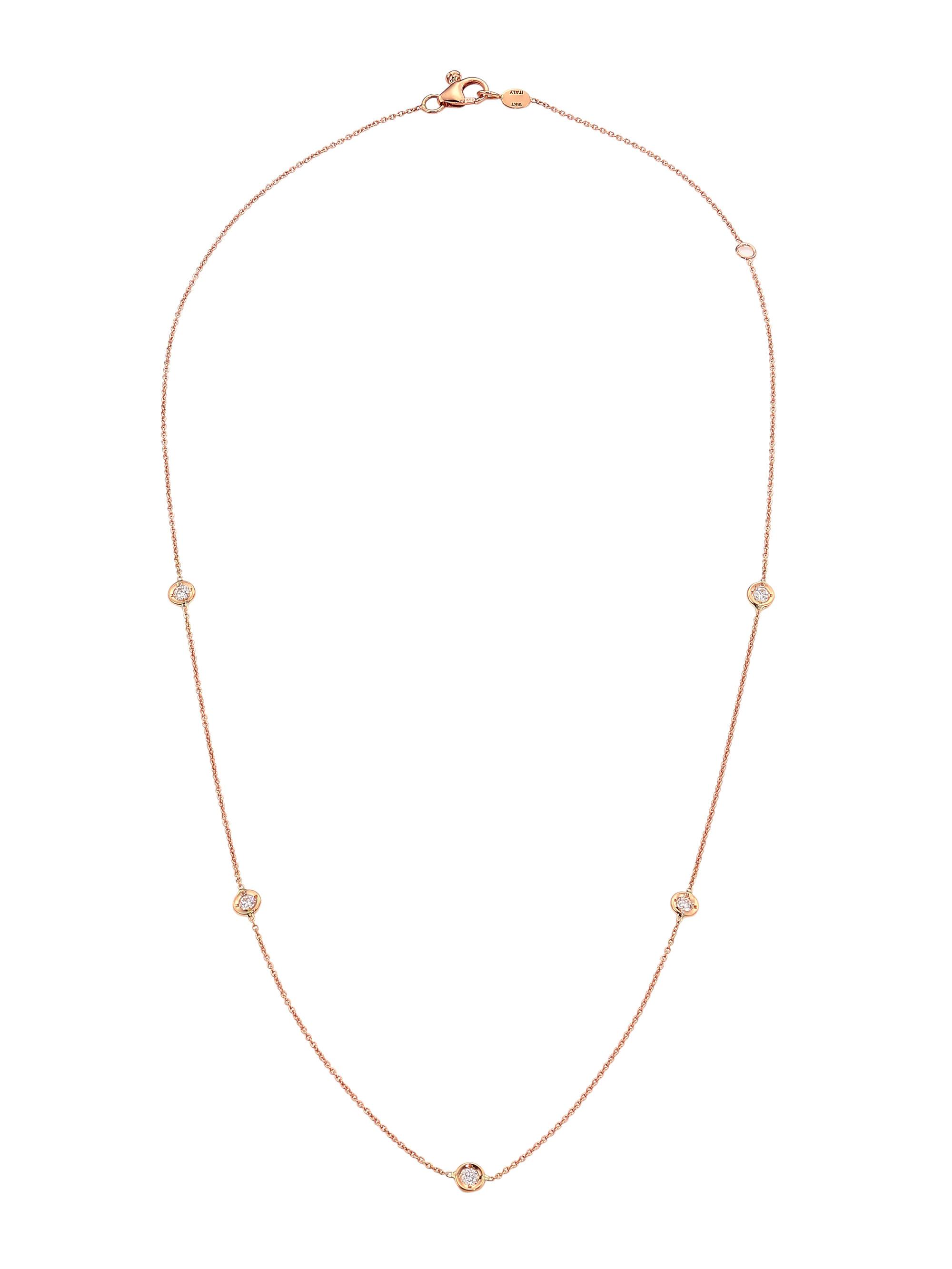 Roberto Coin Women's Diamond By The Inch 18K Rose Gold & Diamond 5-Station Necklace/18" - Gold